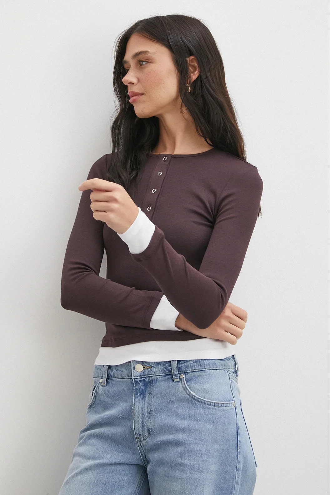 Garnili Çıtçıtlı Bluz Bordo