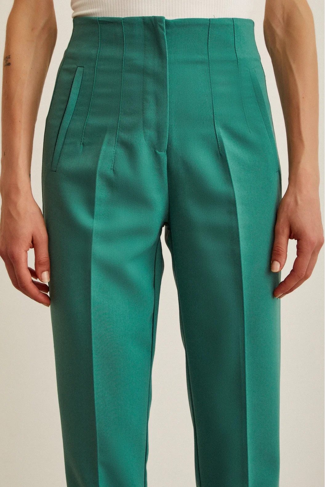 Skinny Stoffhose Grün