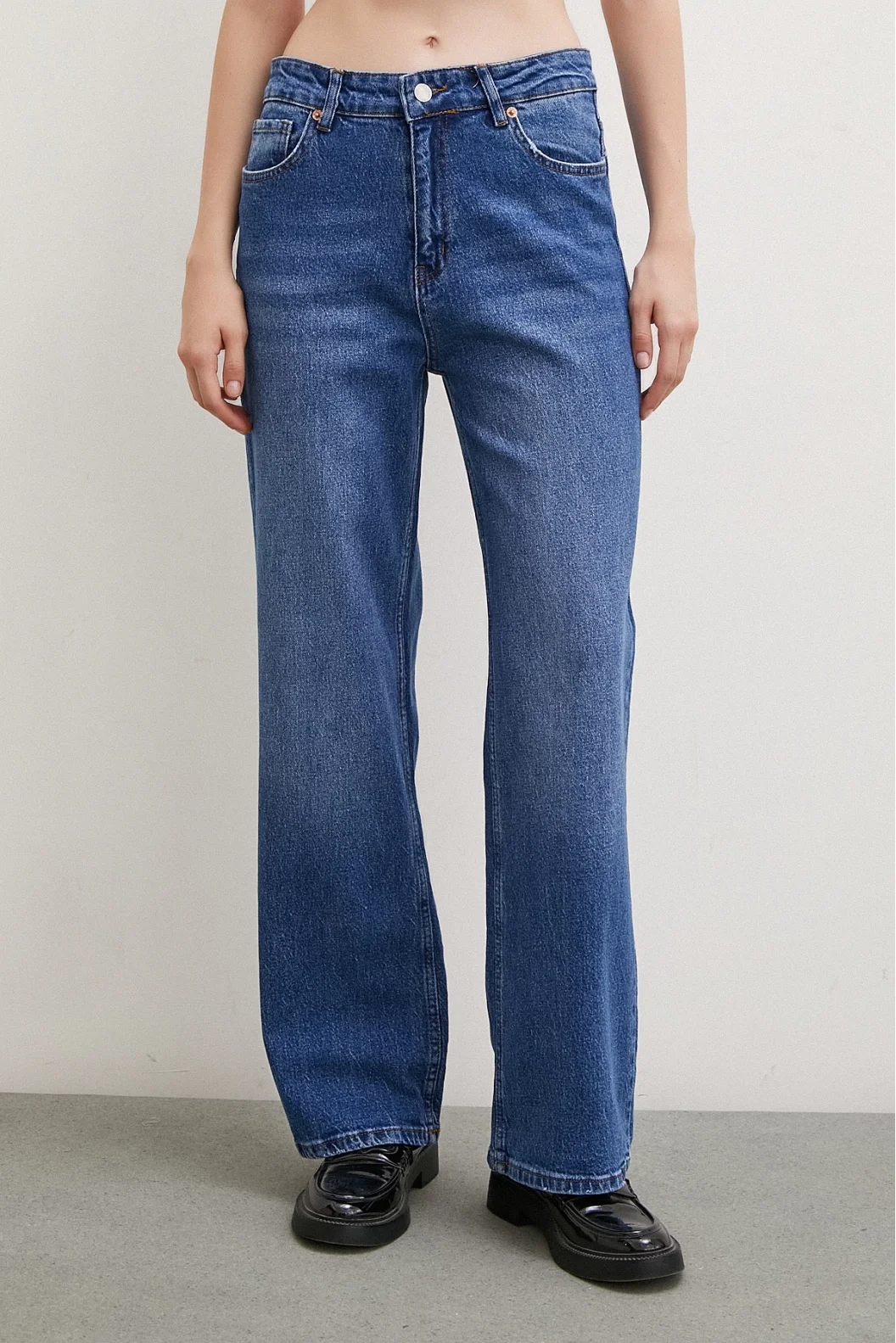 Yüksel Bel Wide Leg Jeans Blue