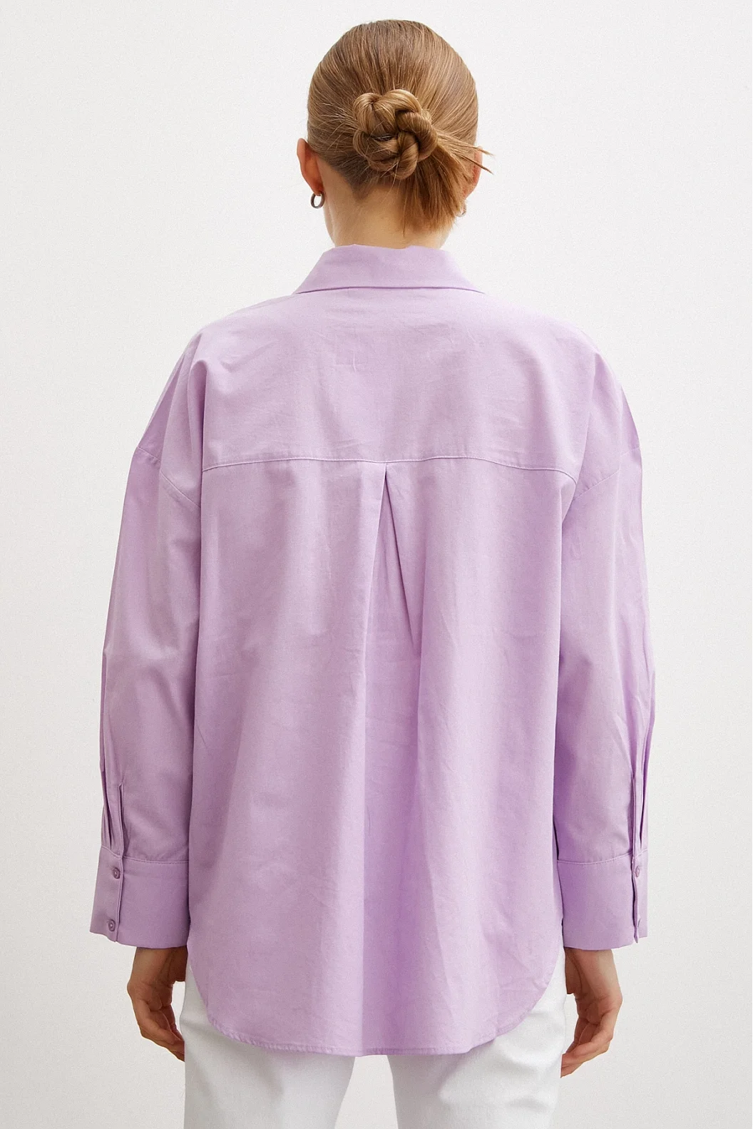 Regular Fit Popeline Hemd Lila