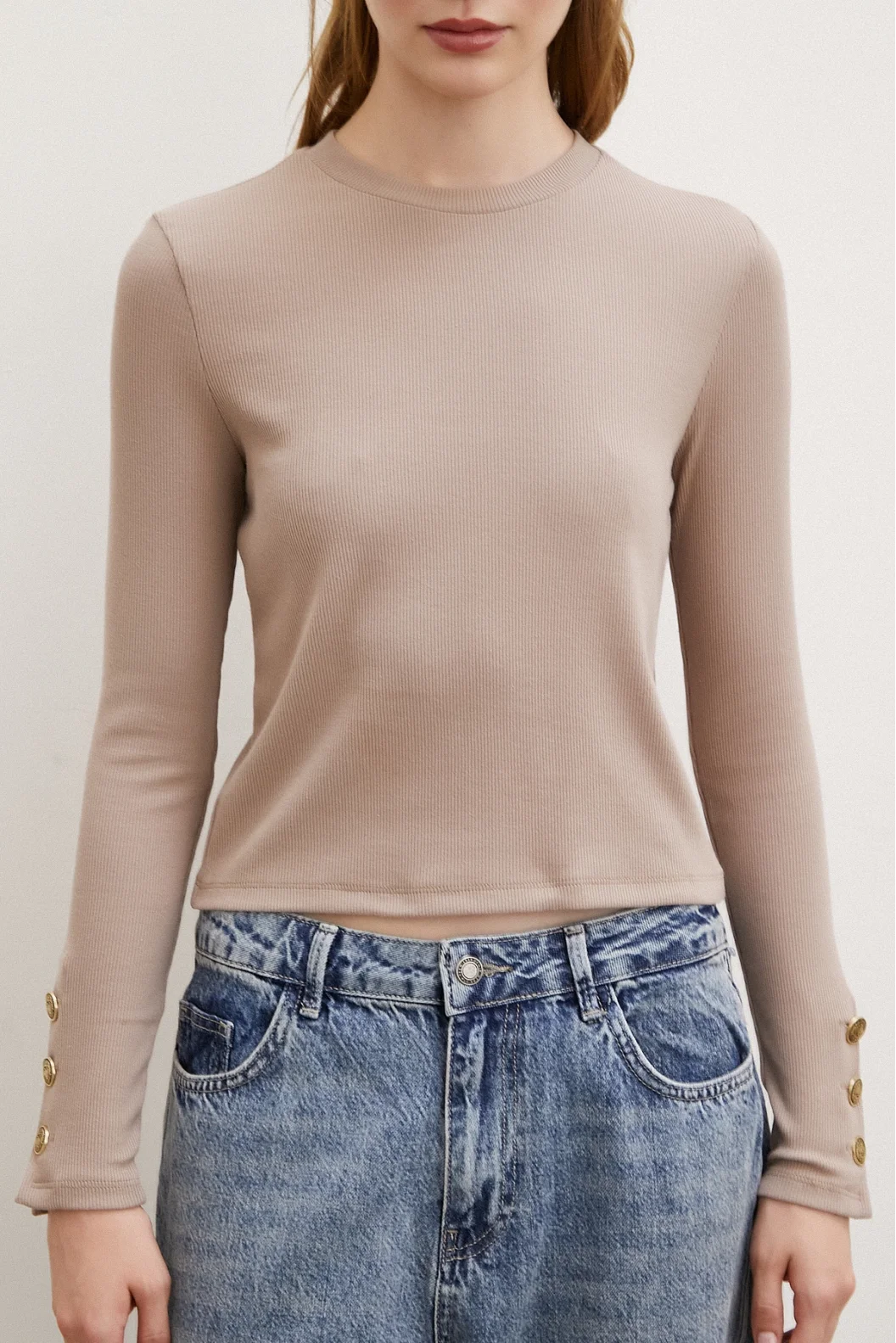 Buttoned Sleeve Blouse Mink
