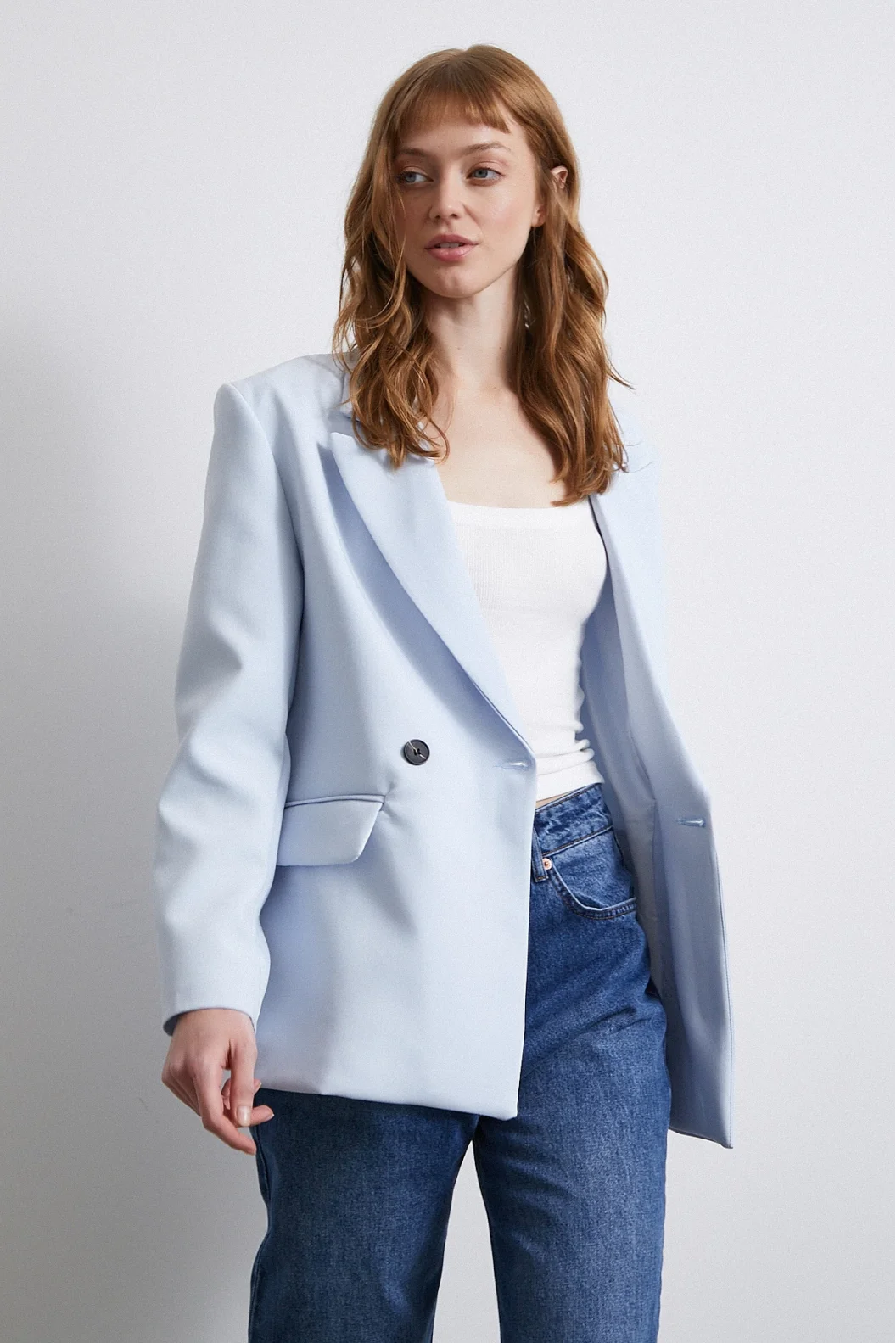 Klassische Poliviskon Jacke Blau