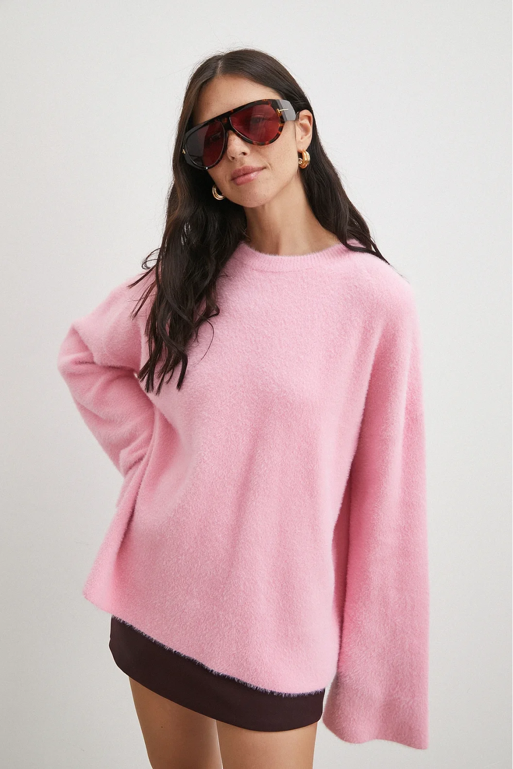 Bisiklet Yaka T Kol Kazak Pembe