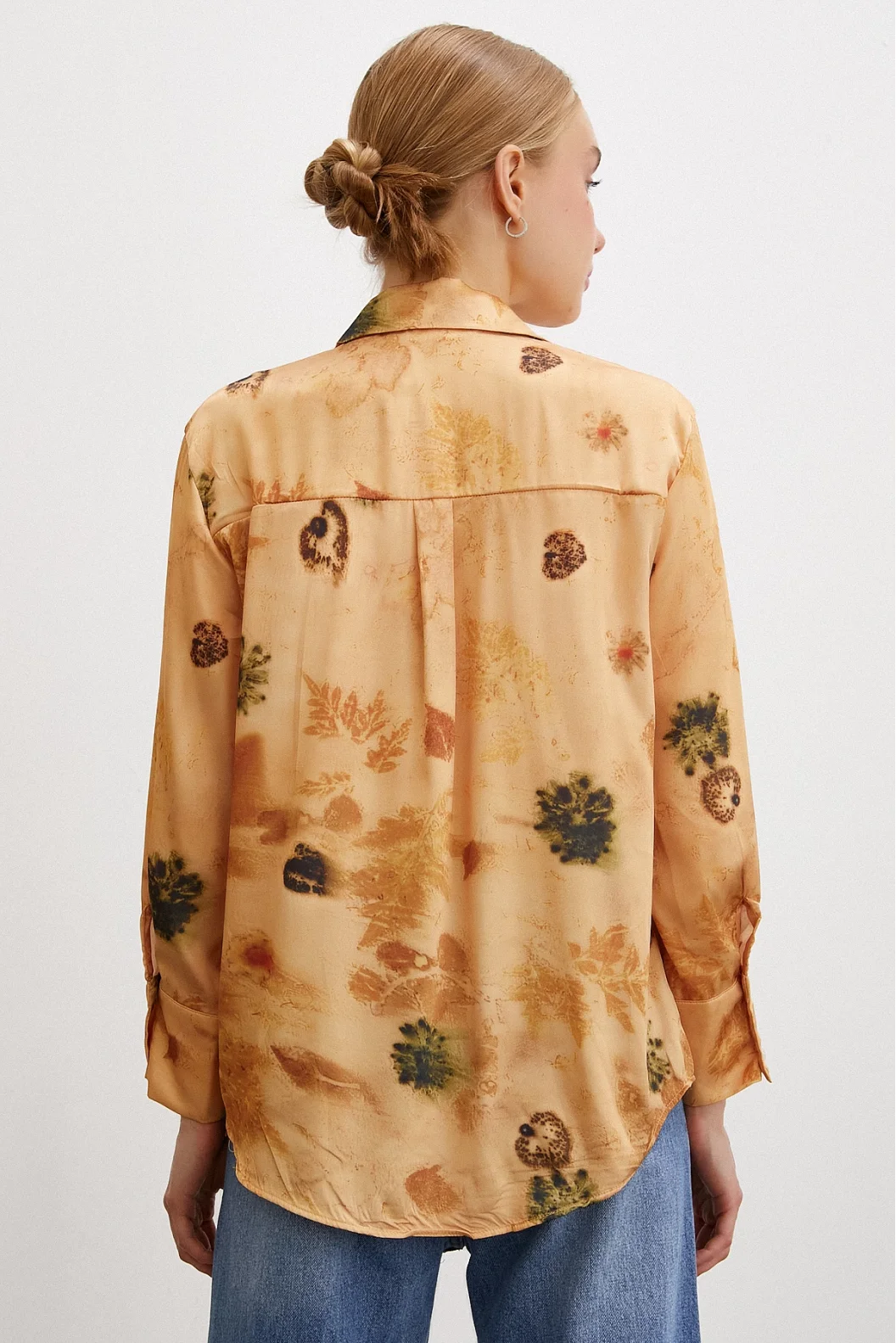 Patterned Satin Shirt Salmon
