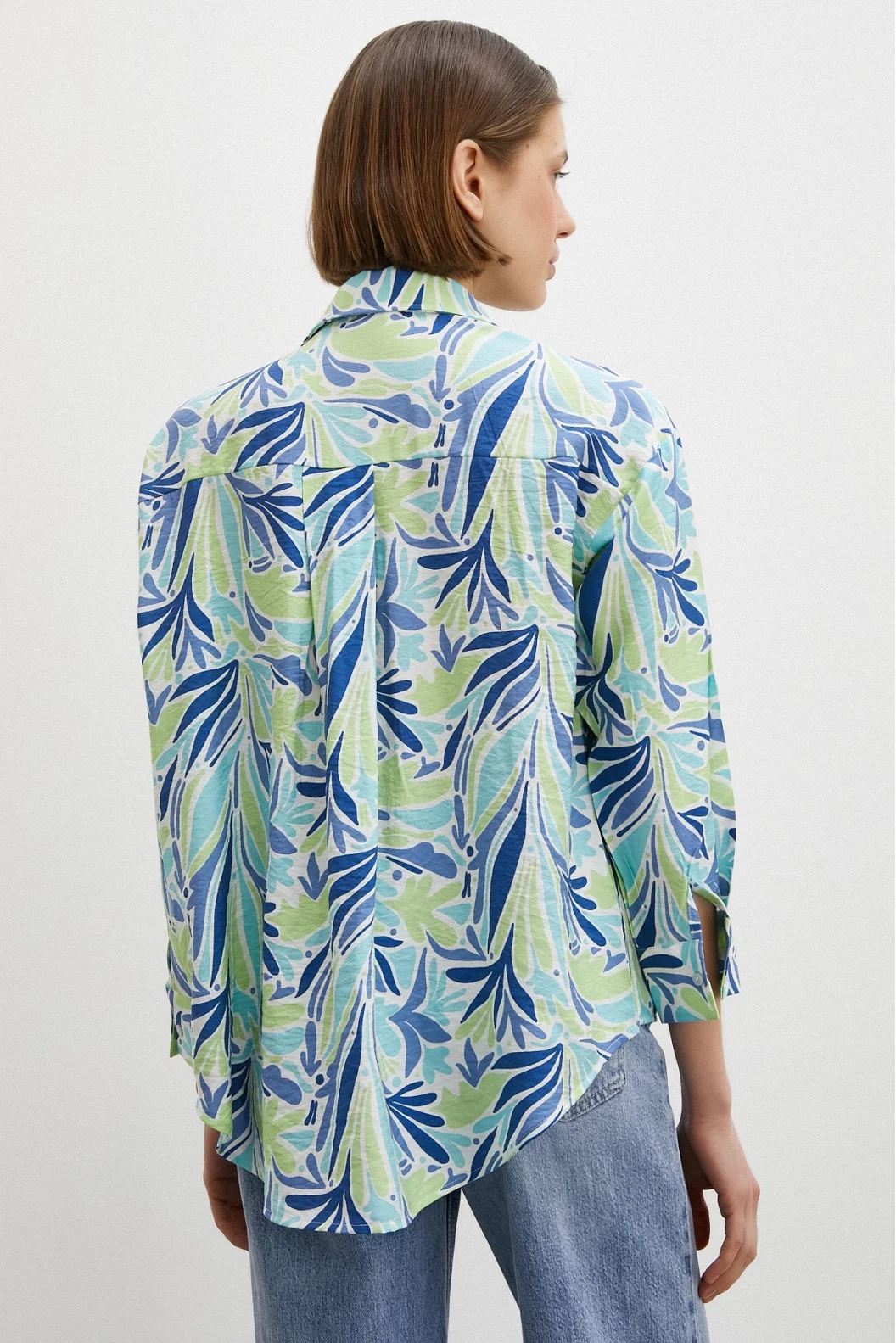 Bedrucktes Modalhemd Blau