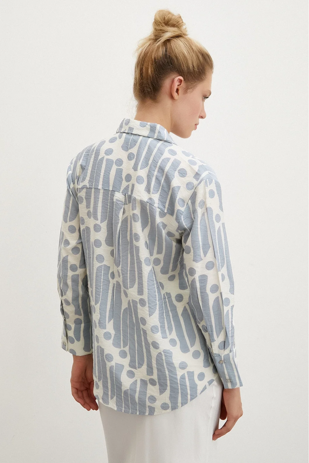 Modern Pattern Modal Shirt Indigo