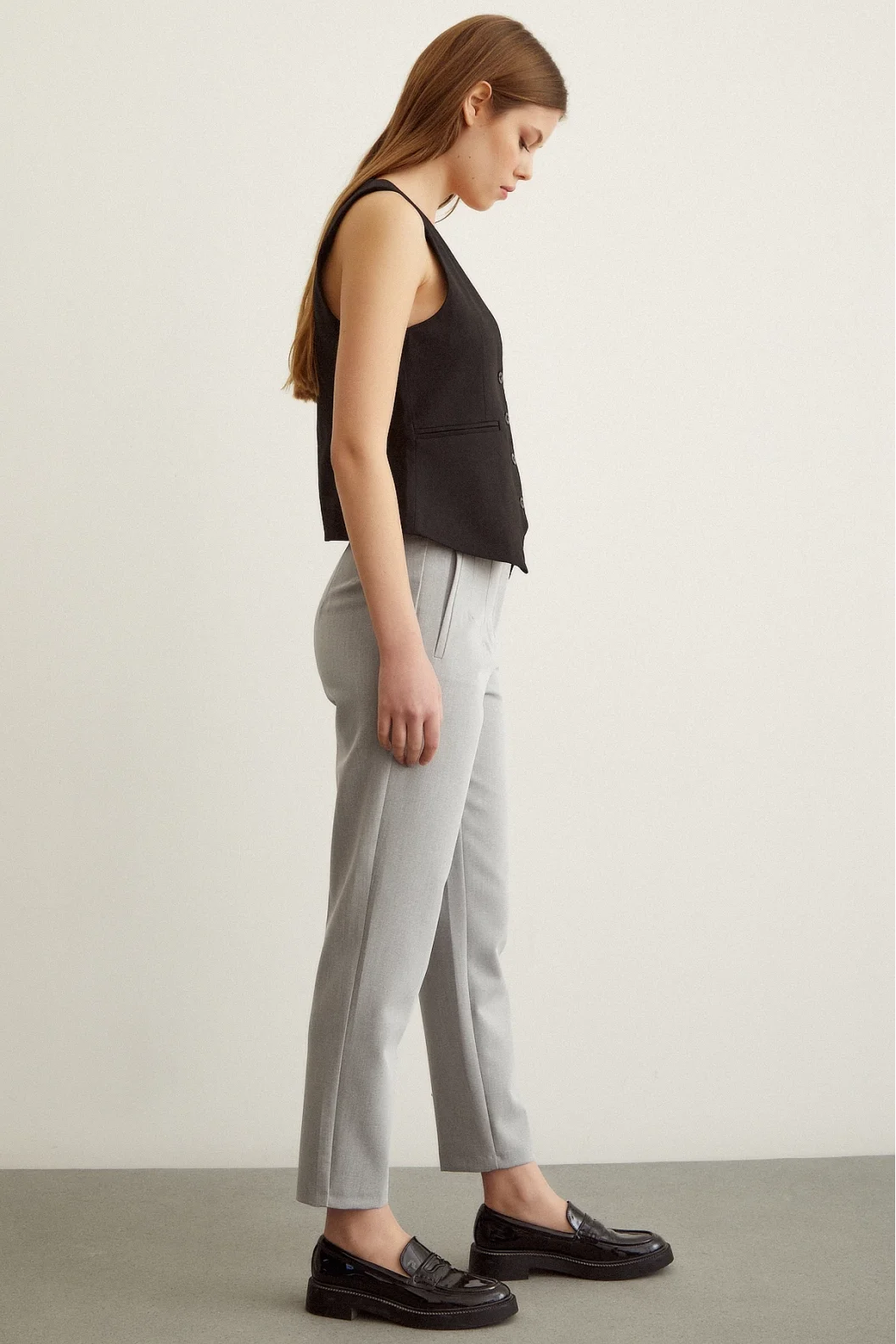 Skinny Stoffhose Grau