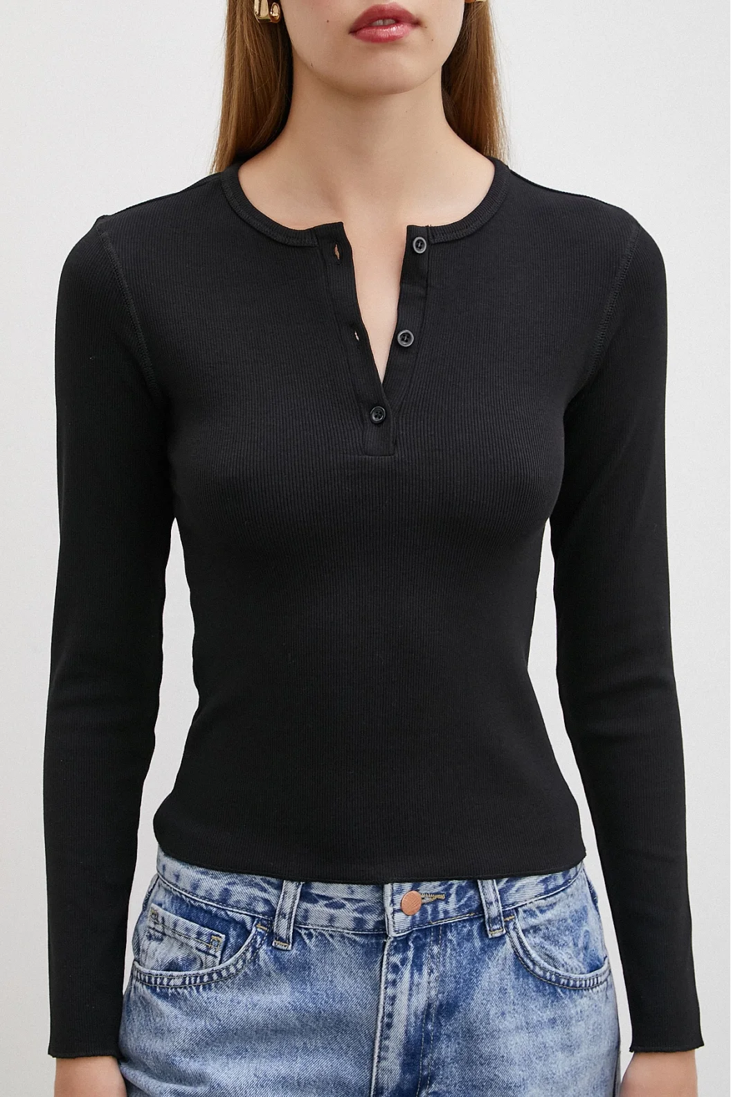 Front Buttoned Corset Blouse Black