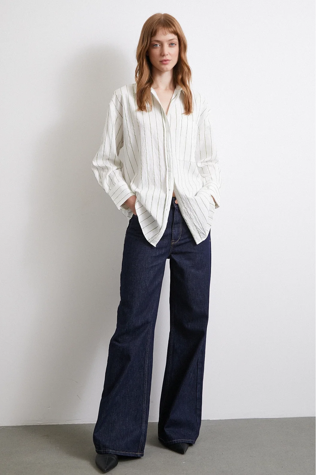 Gestreiftes Hemd in Khaki