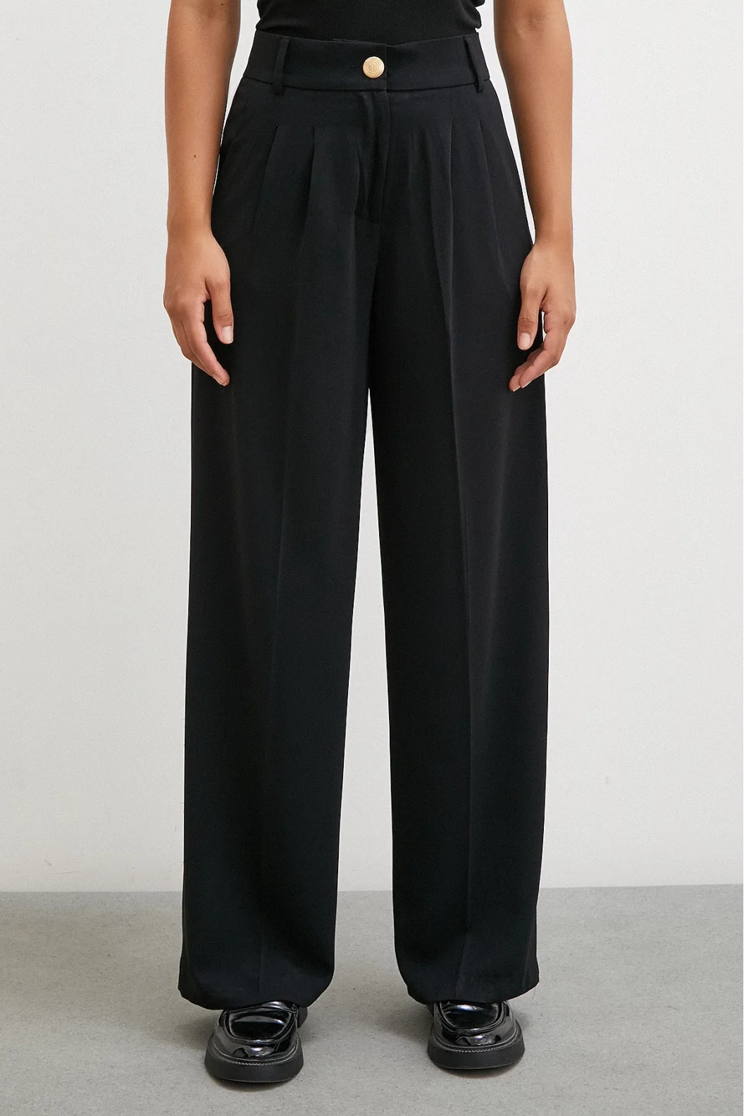 Weite Bein Hose Schwarz