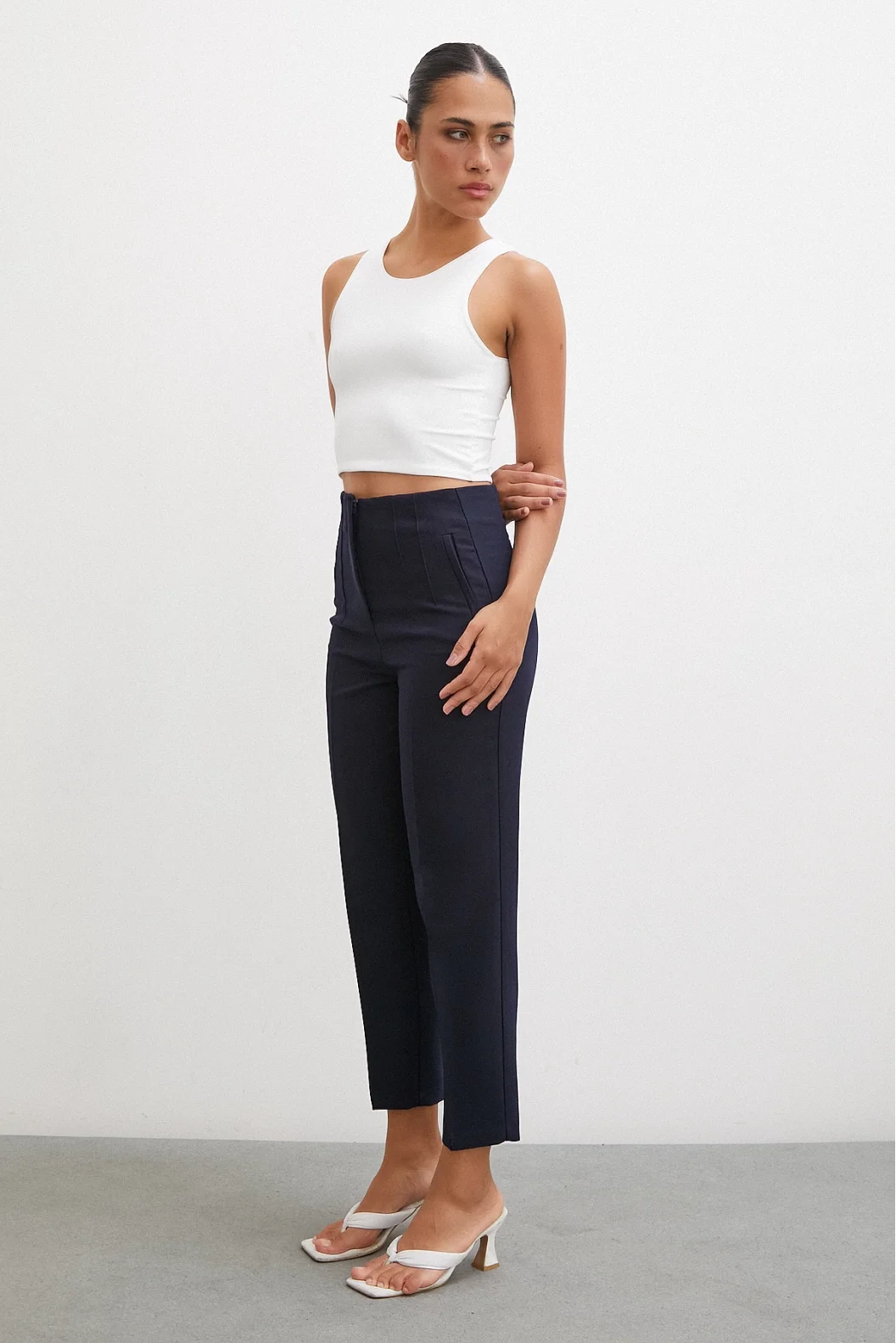 Skinny Stoffhose Blau
