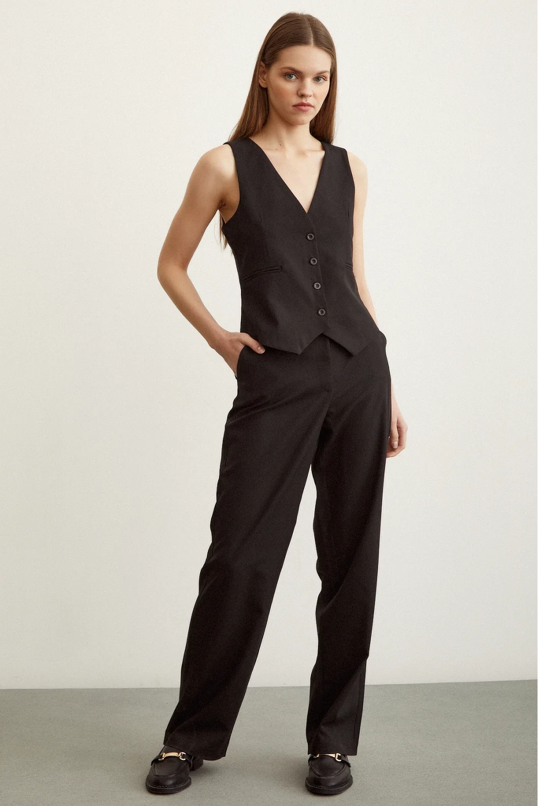 Classic Flared Leg Pants Black