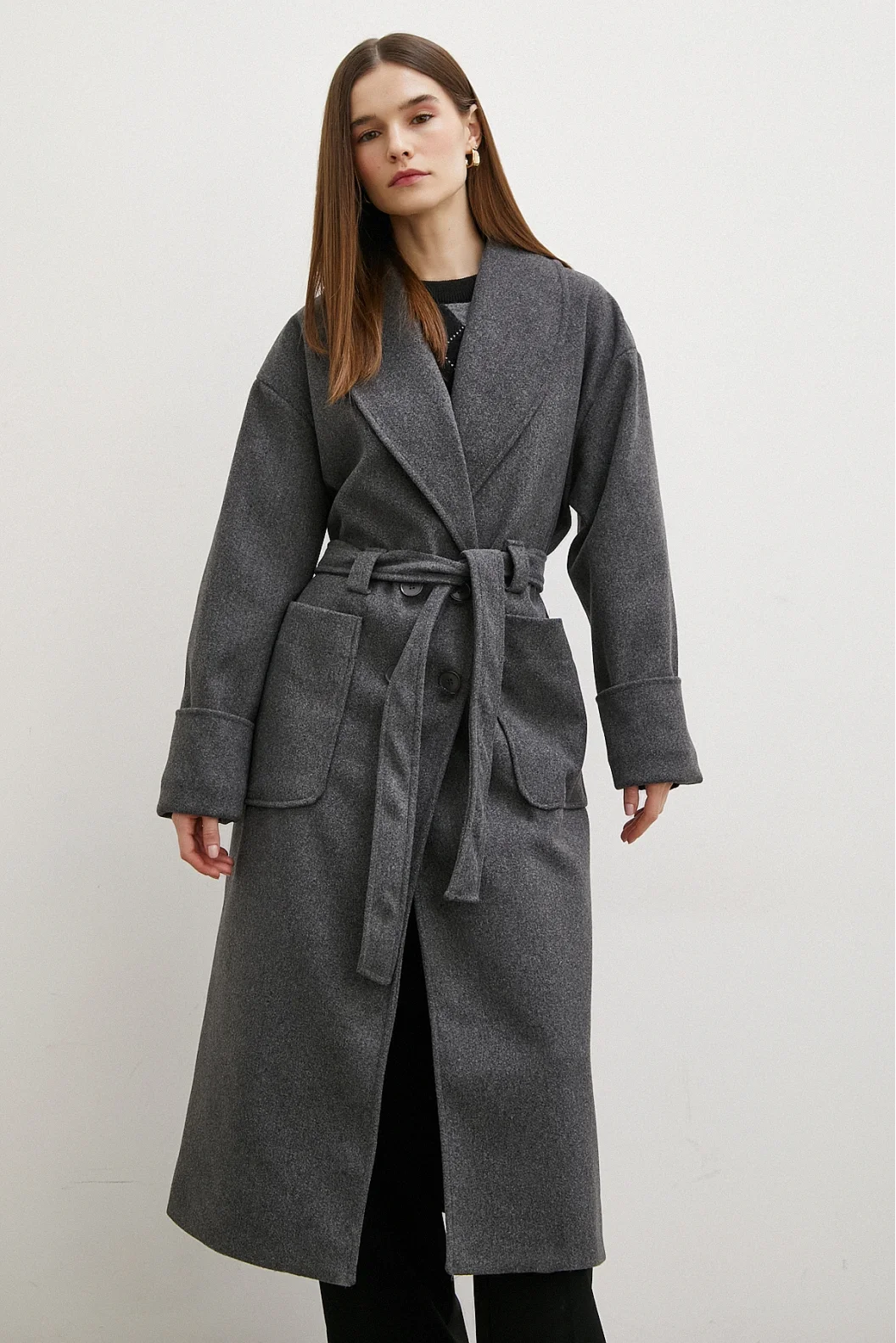 Belted Shawl Collar Coat Antiracist