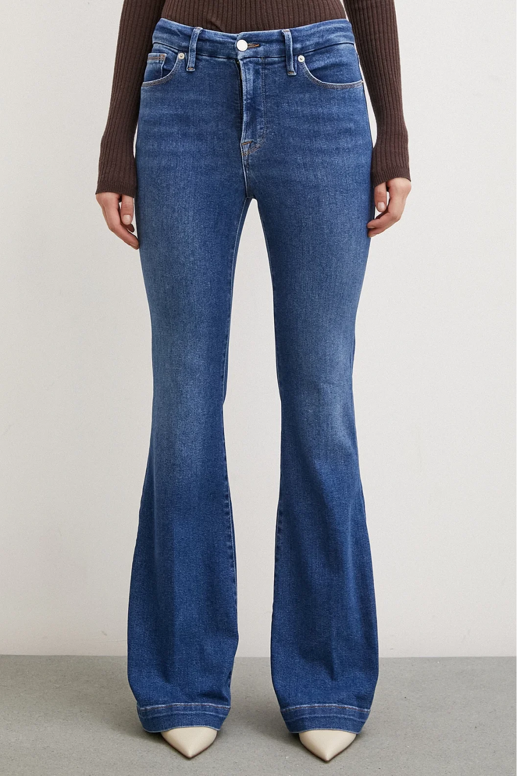 Likralı Flare Jean Mavi