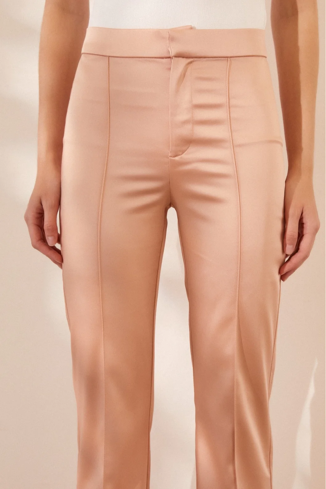 Asymmetric High Waist Pants Powder