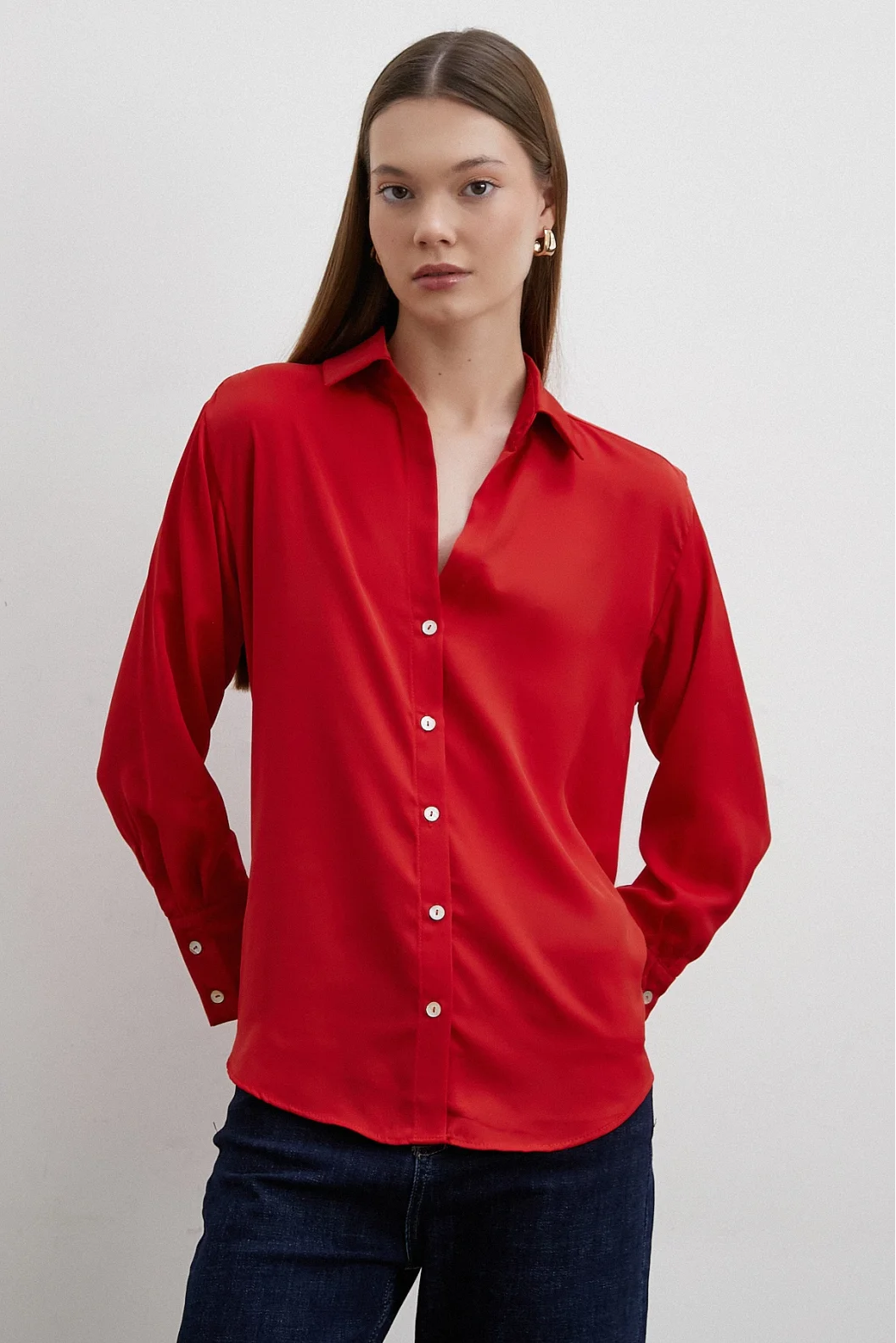 Cupra Satin Shirt in Red
