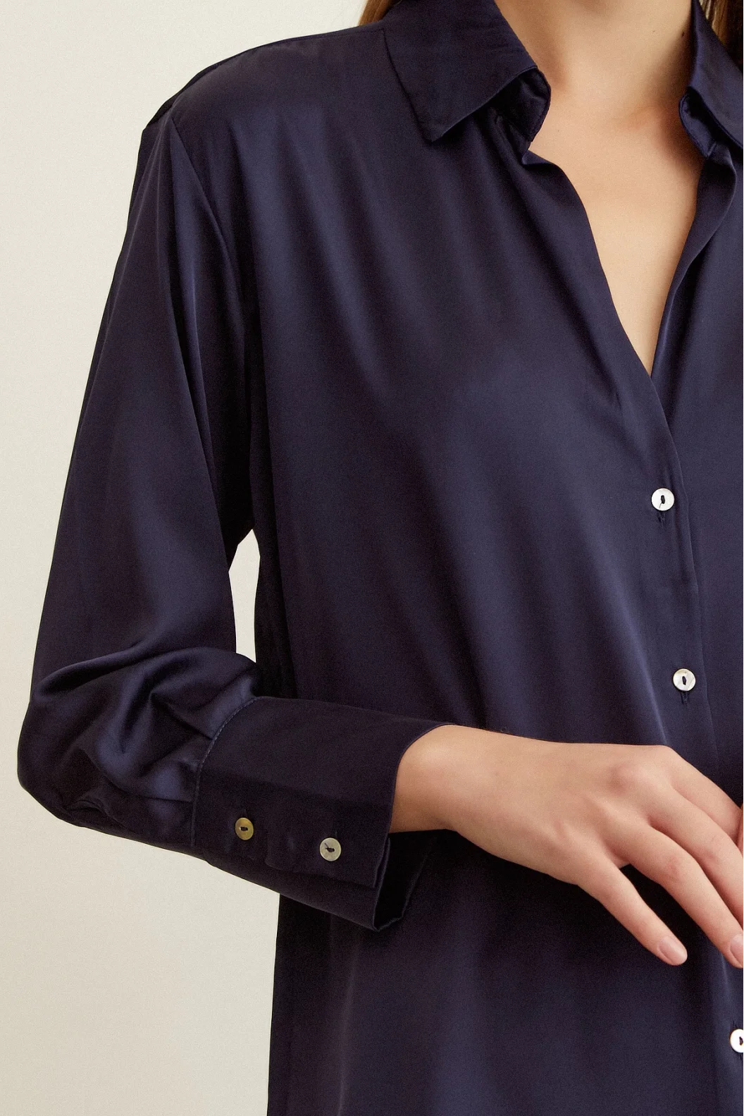 Basic Saten Shirt Navy