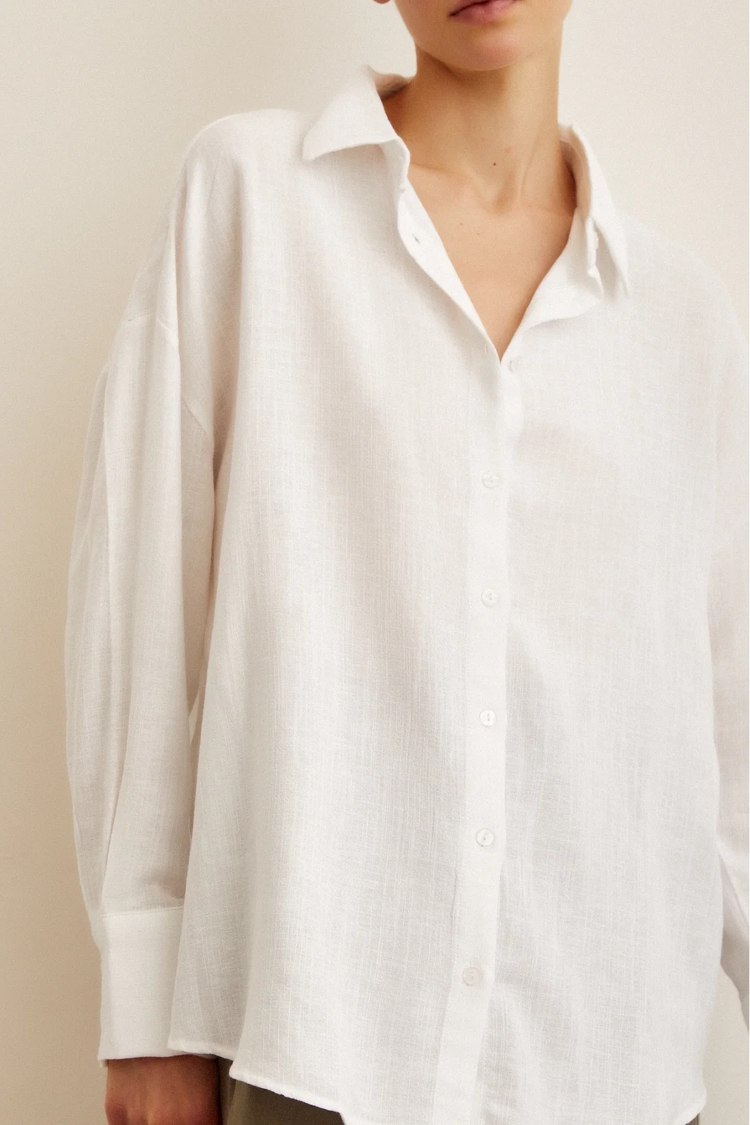 Robalı Oversize Shirt White