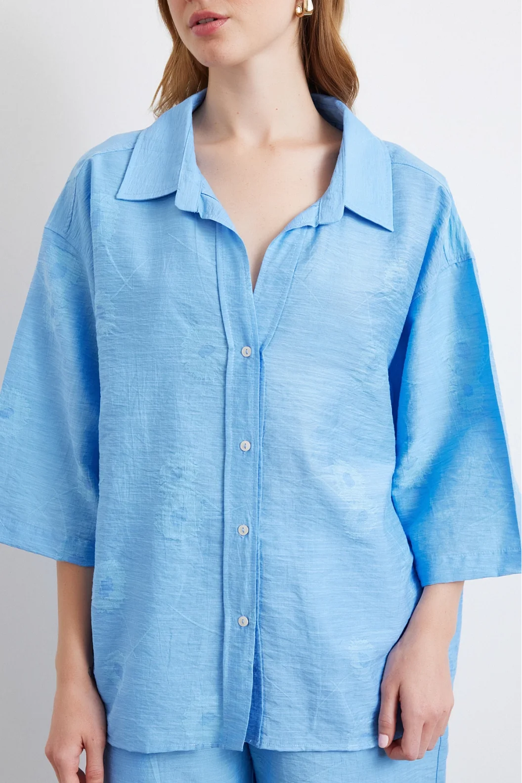 Armut Arm Oversize-Hemd Blau
