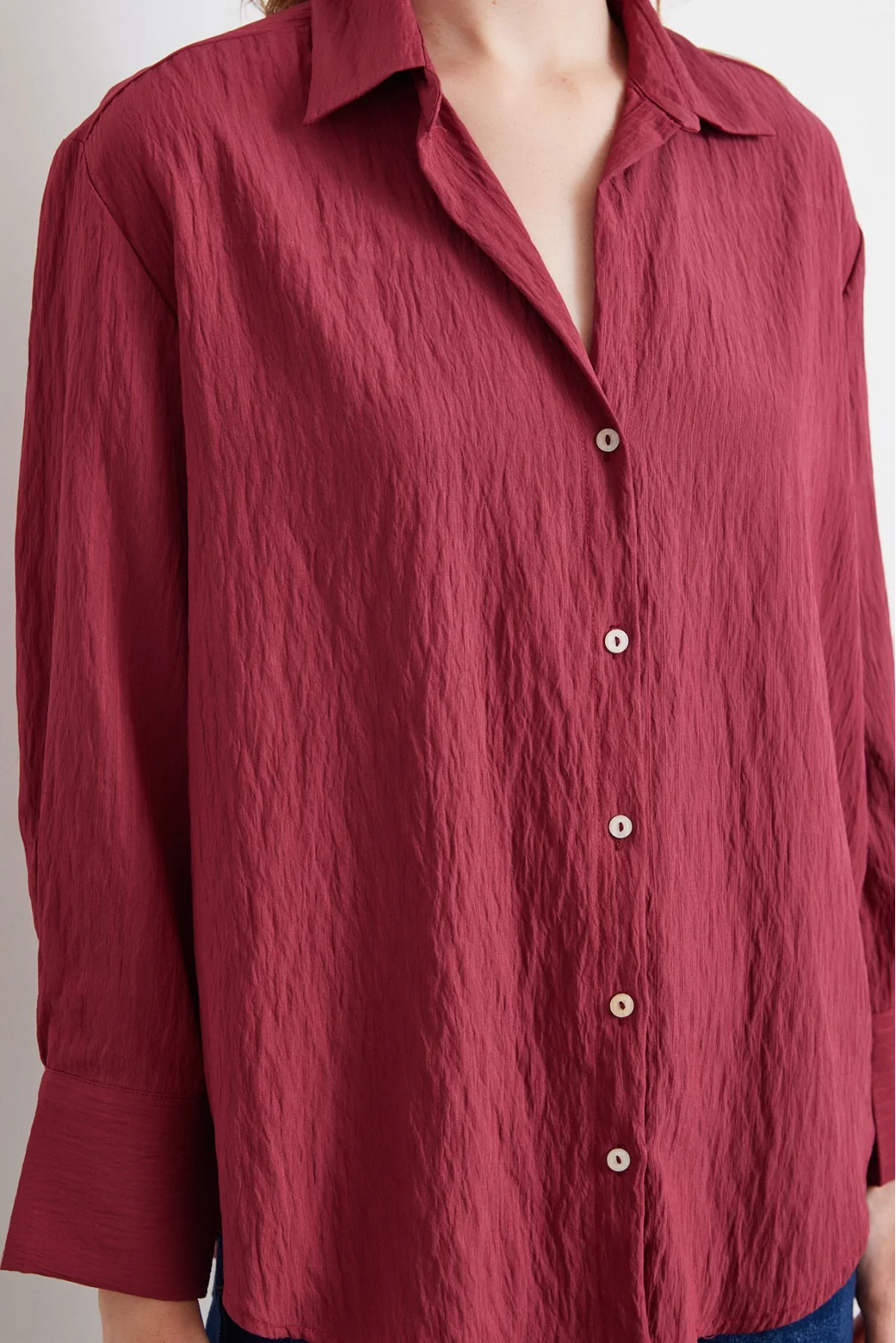 Horizontal Striped Shirt Burgundy