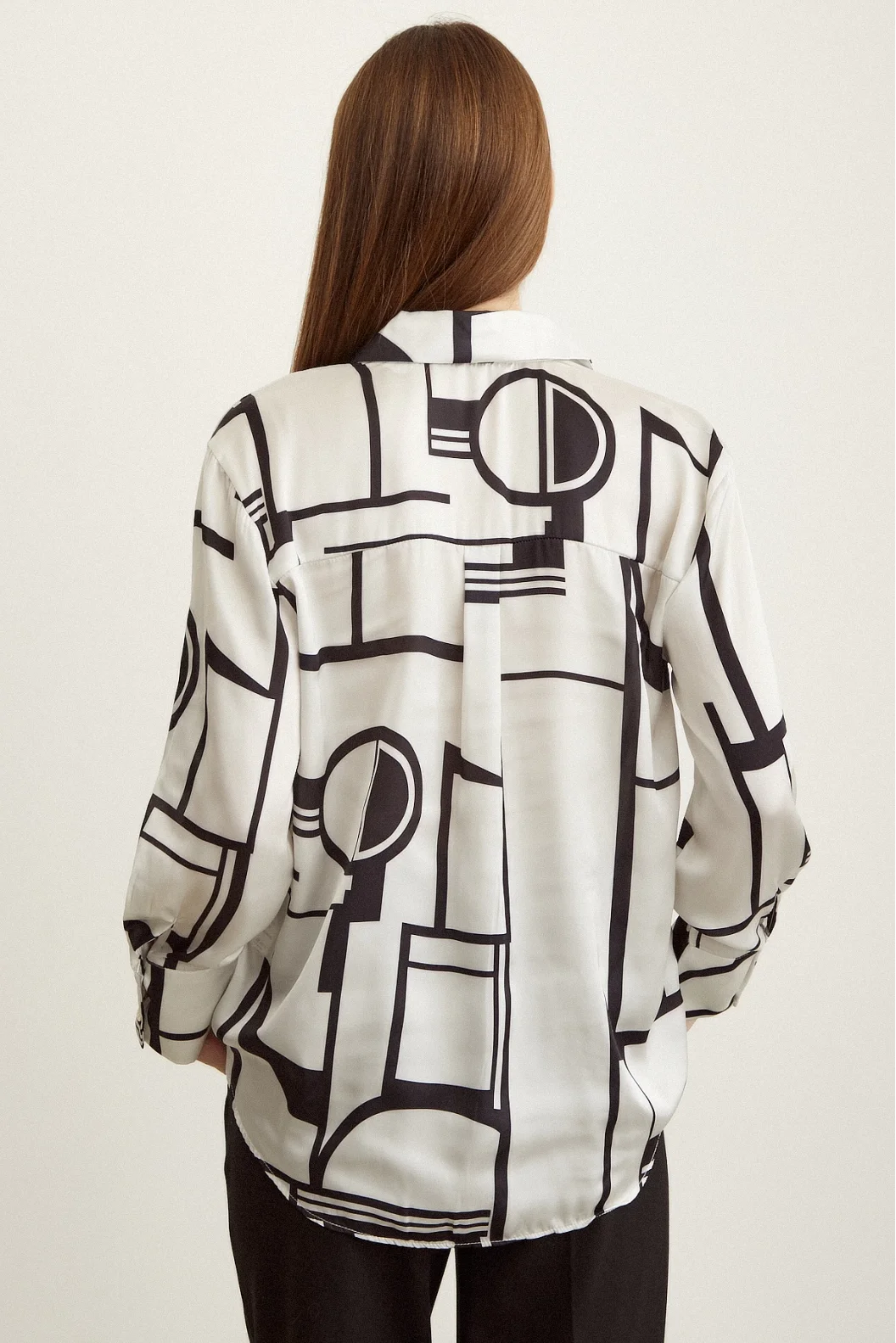 Striped Satin Shirt Bone