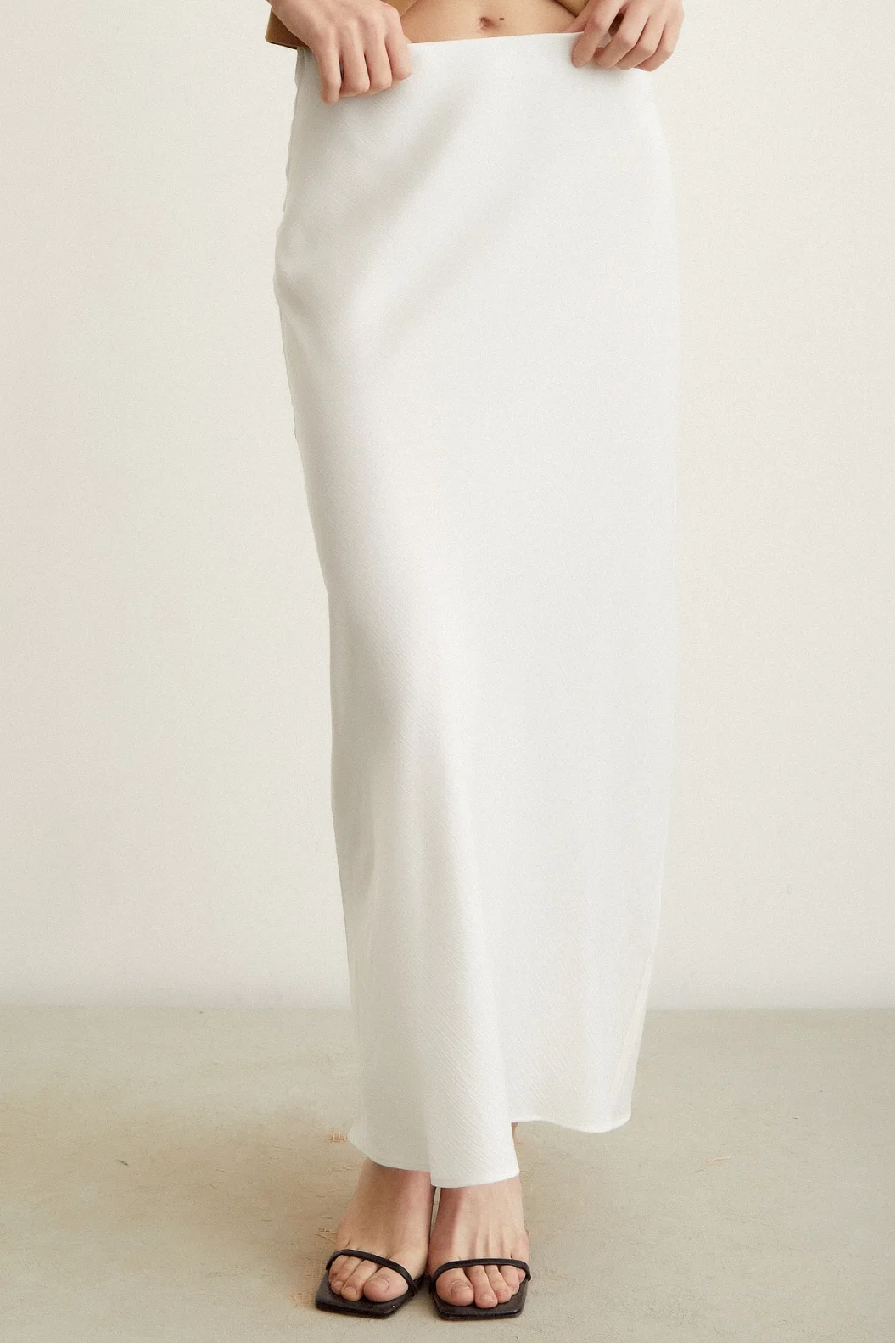 A-Line Bias Cut Skirt Ecru