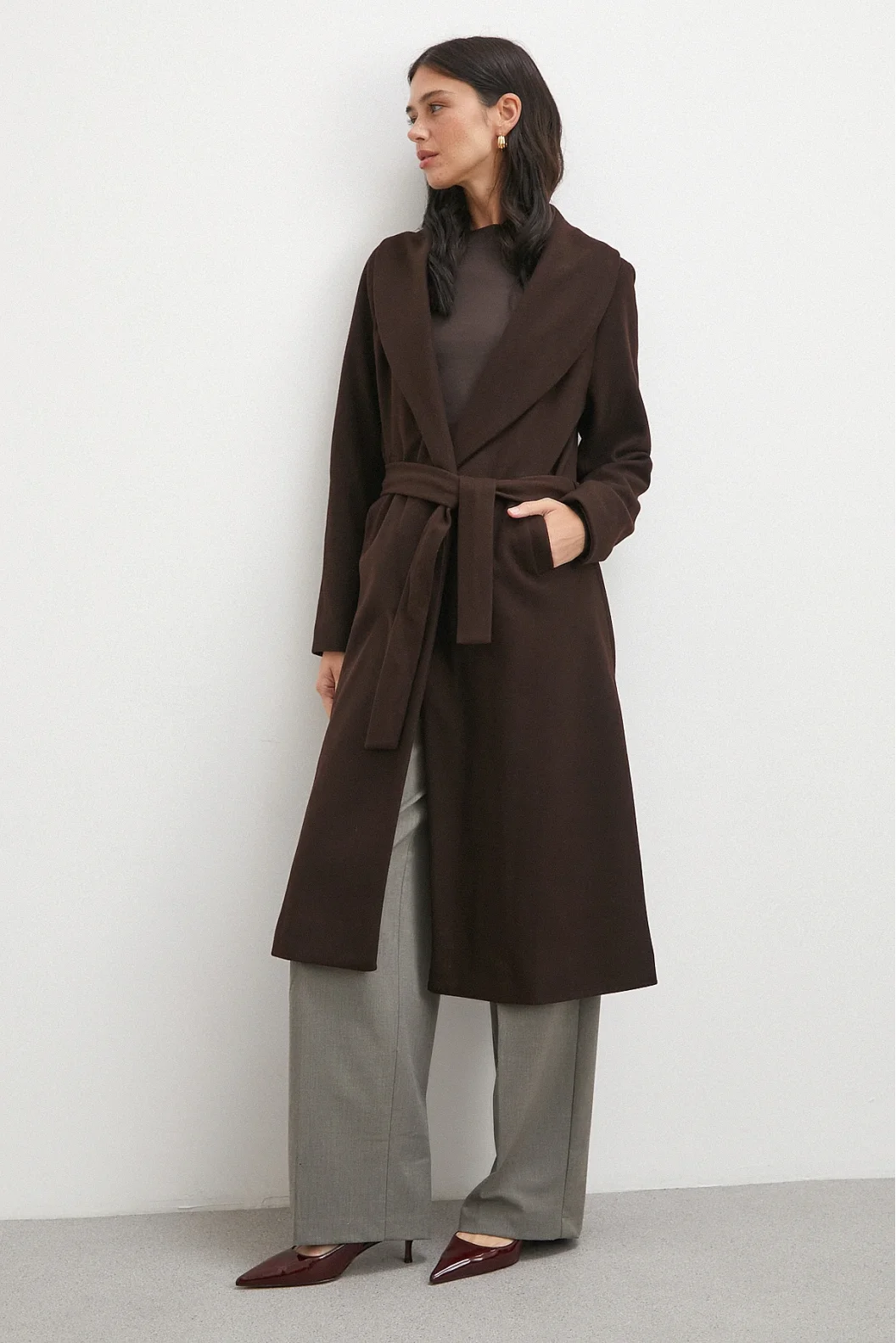 Kuşaklı Kaşe Kaban Kahve