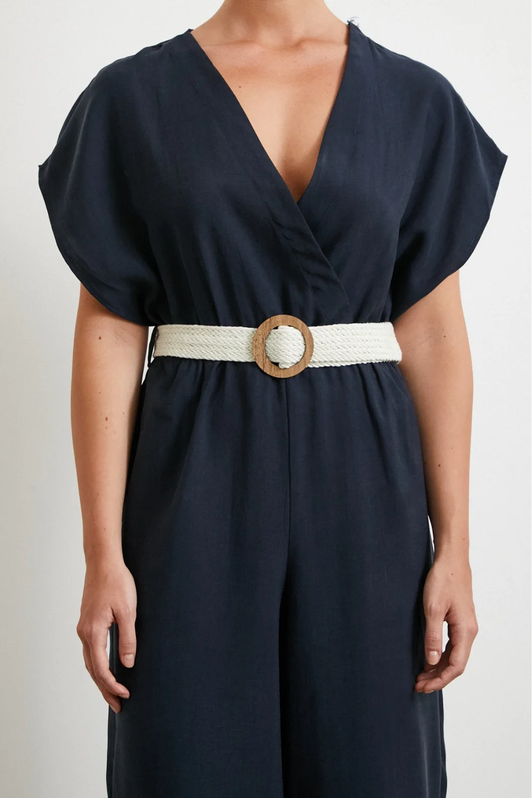 Belt Detailed Bat Sleeve Jumpsuit Navy