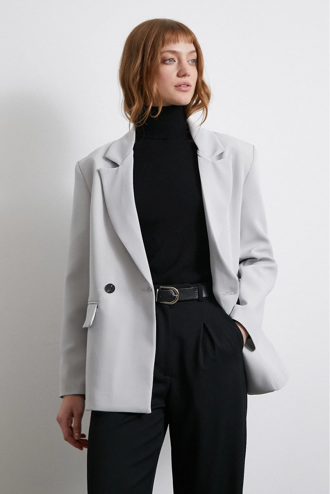 Klassische Poliviskon Jacke Grau
