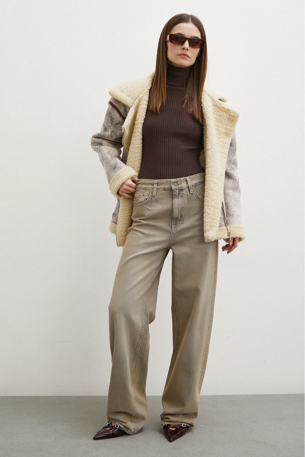 High Waist Wide Leg Jeans Stone Wash
