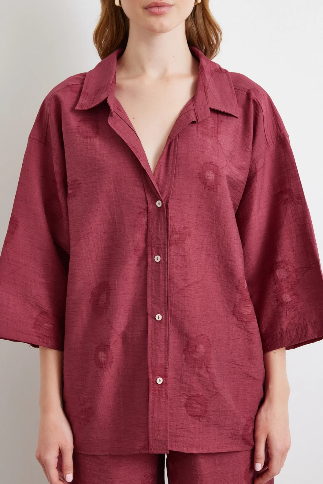Fakir Kol Oversize Gömlek Bordo