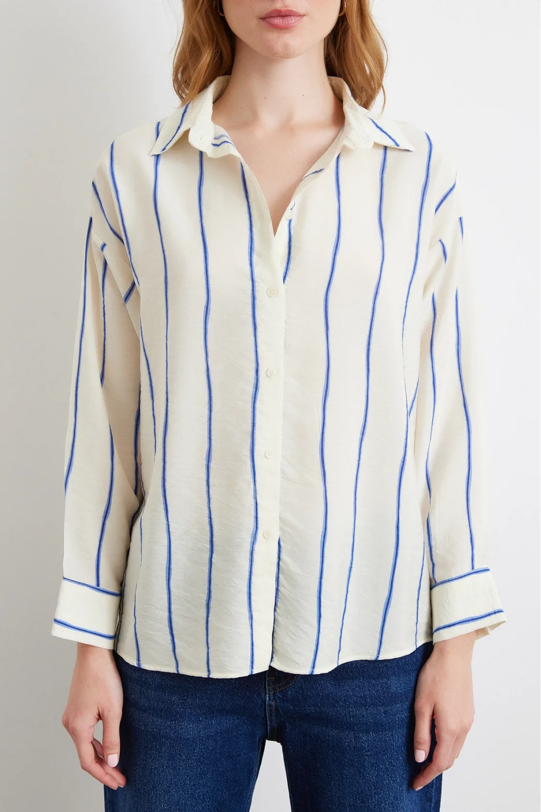 Gestreifte Modaleinsatzbluse Saks