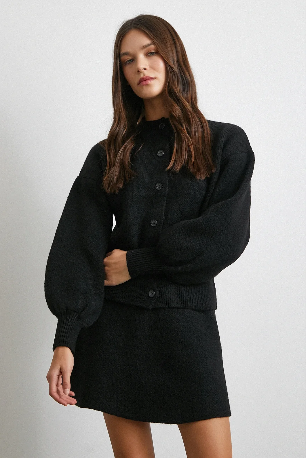 Hırka Etek Triko Takım Siyah