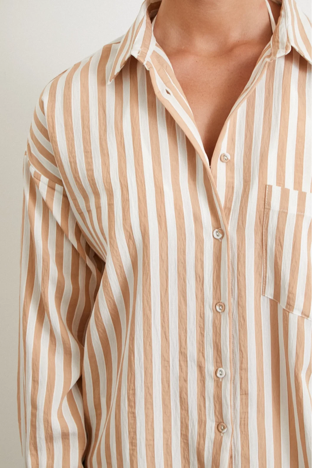 Multi Striped Pocket Shirt Camel