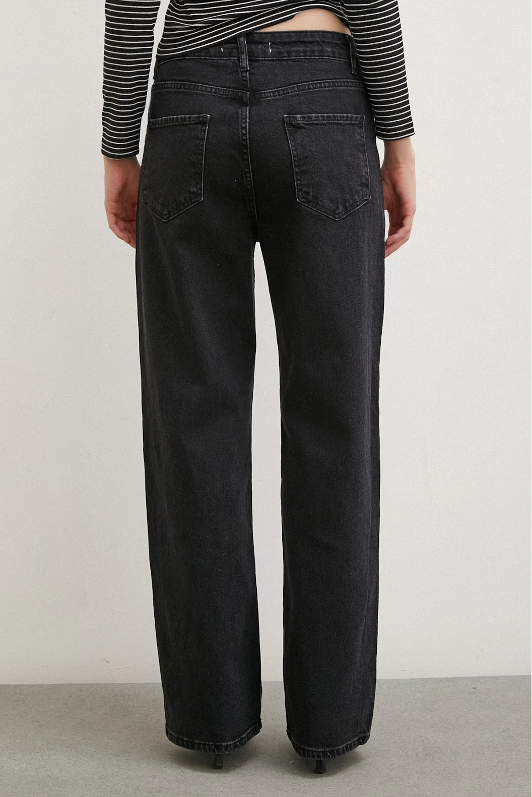 Yüksel Bel Wide Leg Jean Siyah