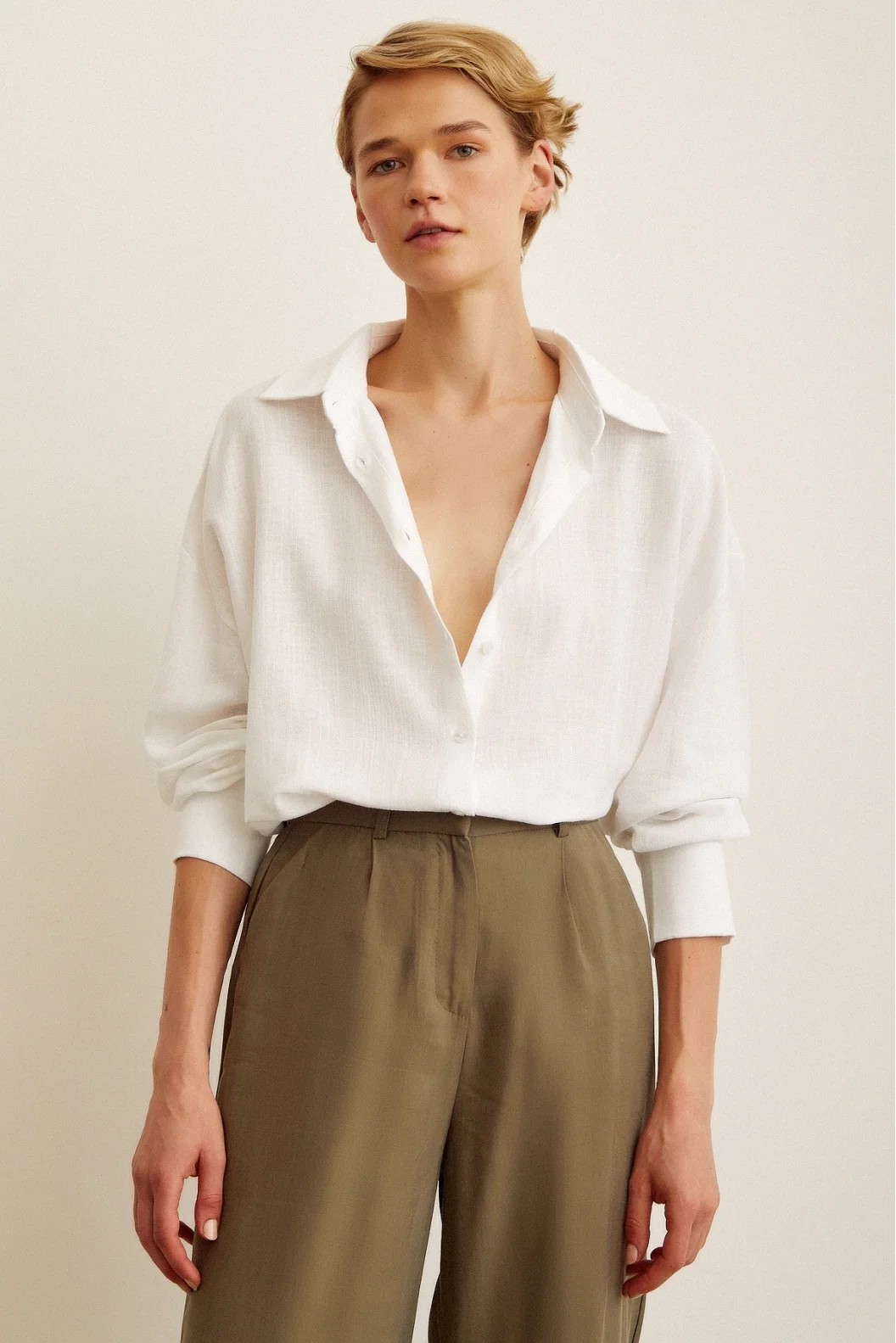 Robalı Oversize Shirt White
