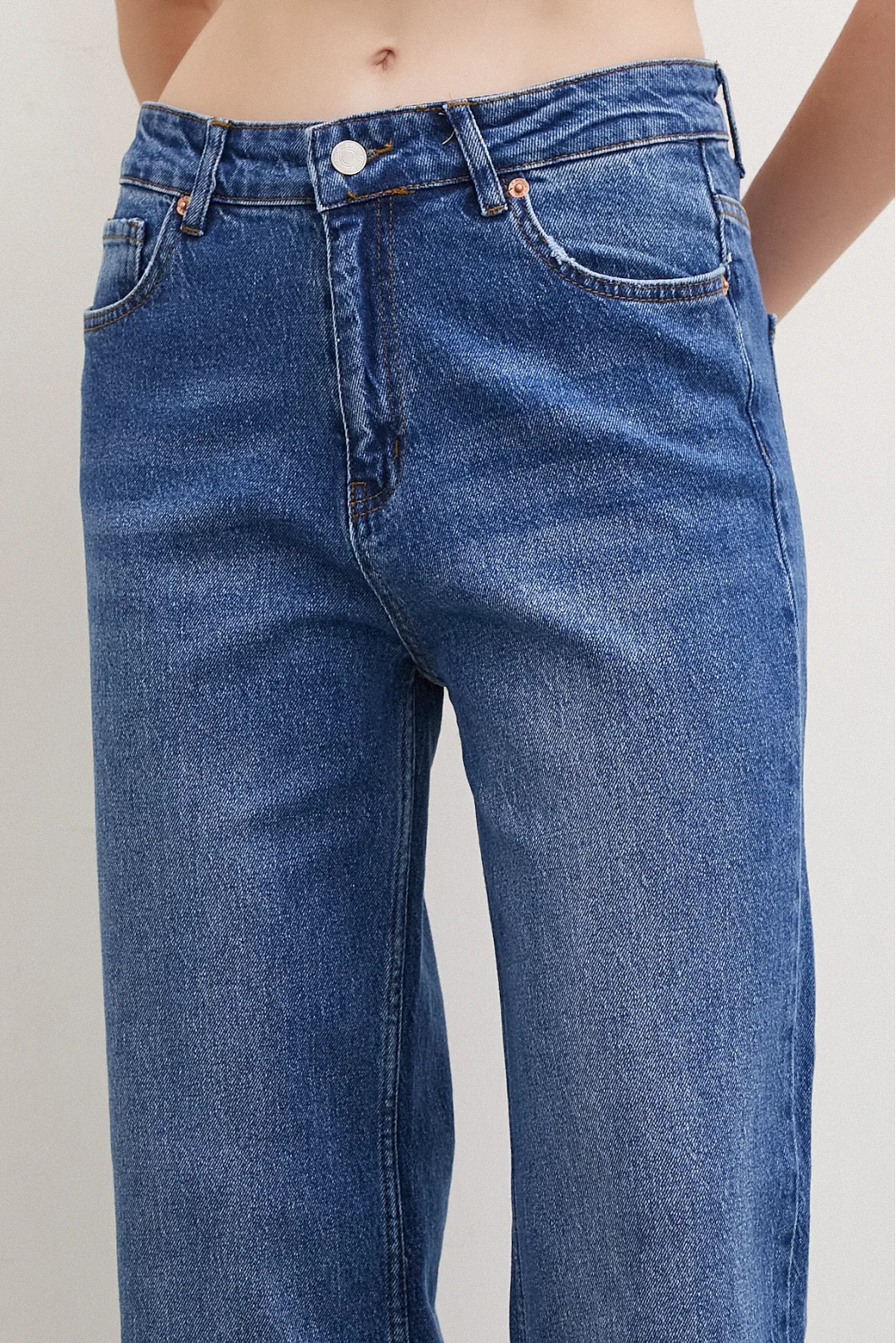 Yüksel Bel Wide Leg Jeans Blue