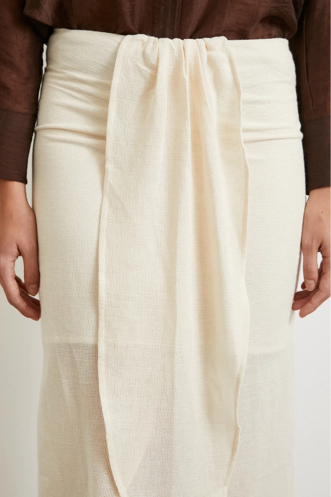 Önü Bağlamalı Etek Krem