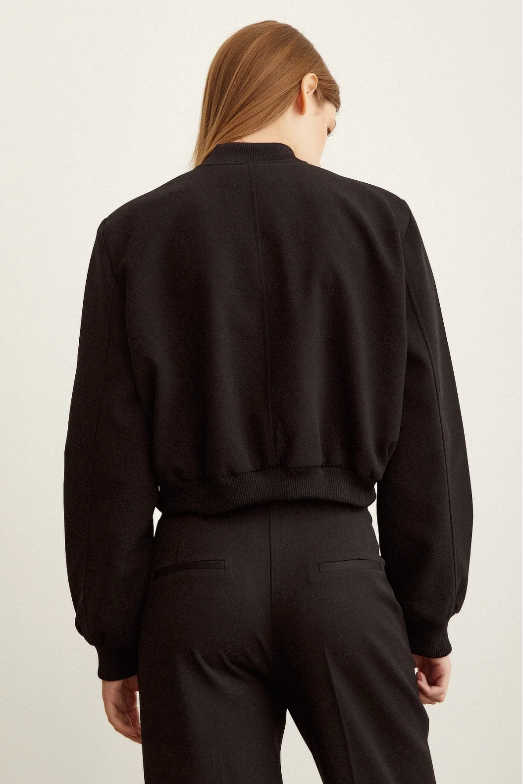Padded Snap Fastener Jacket Black
