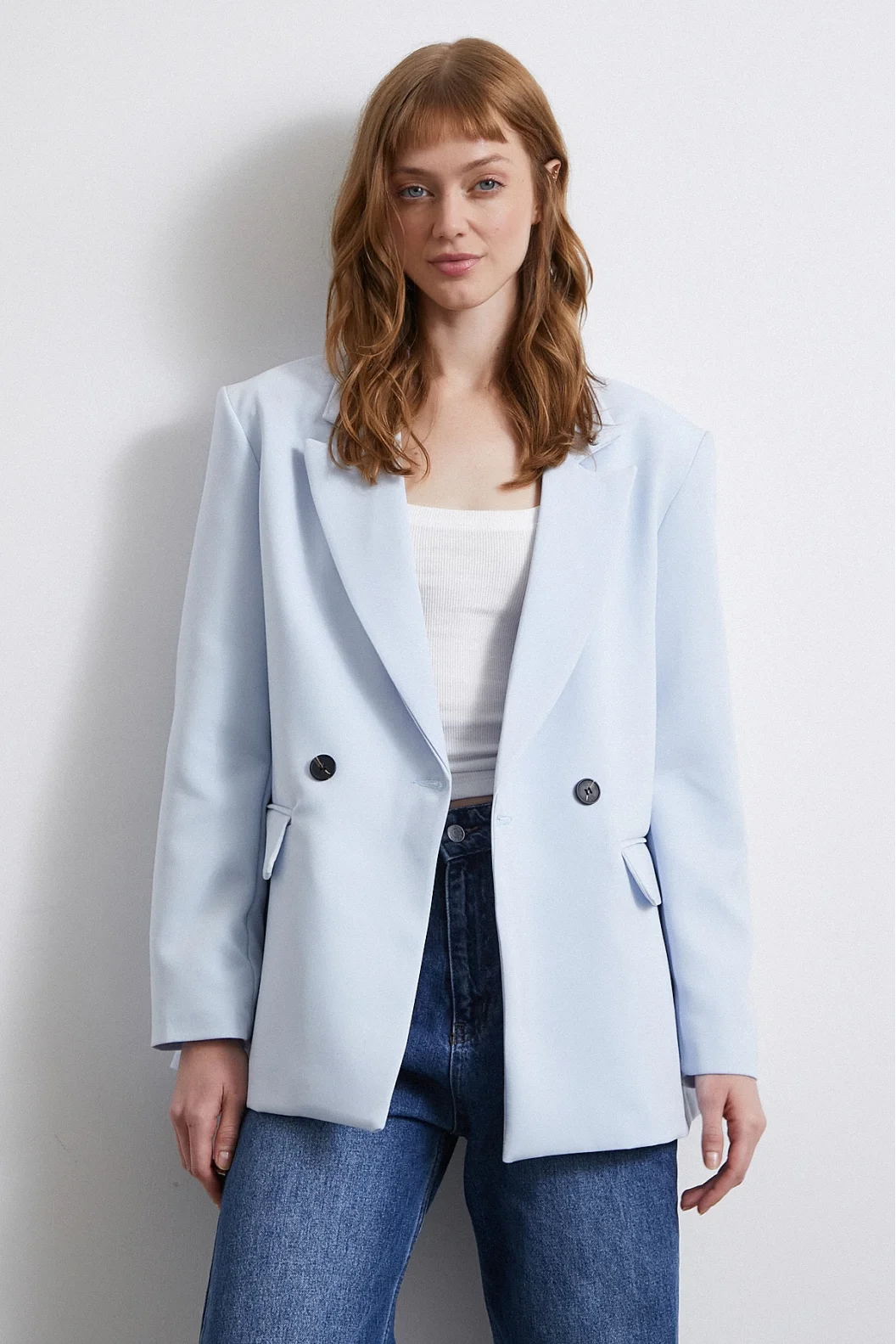 Klassische Poliviskon Jacke Blau