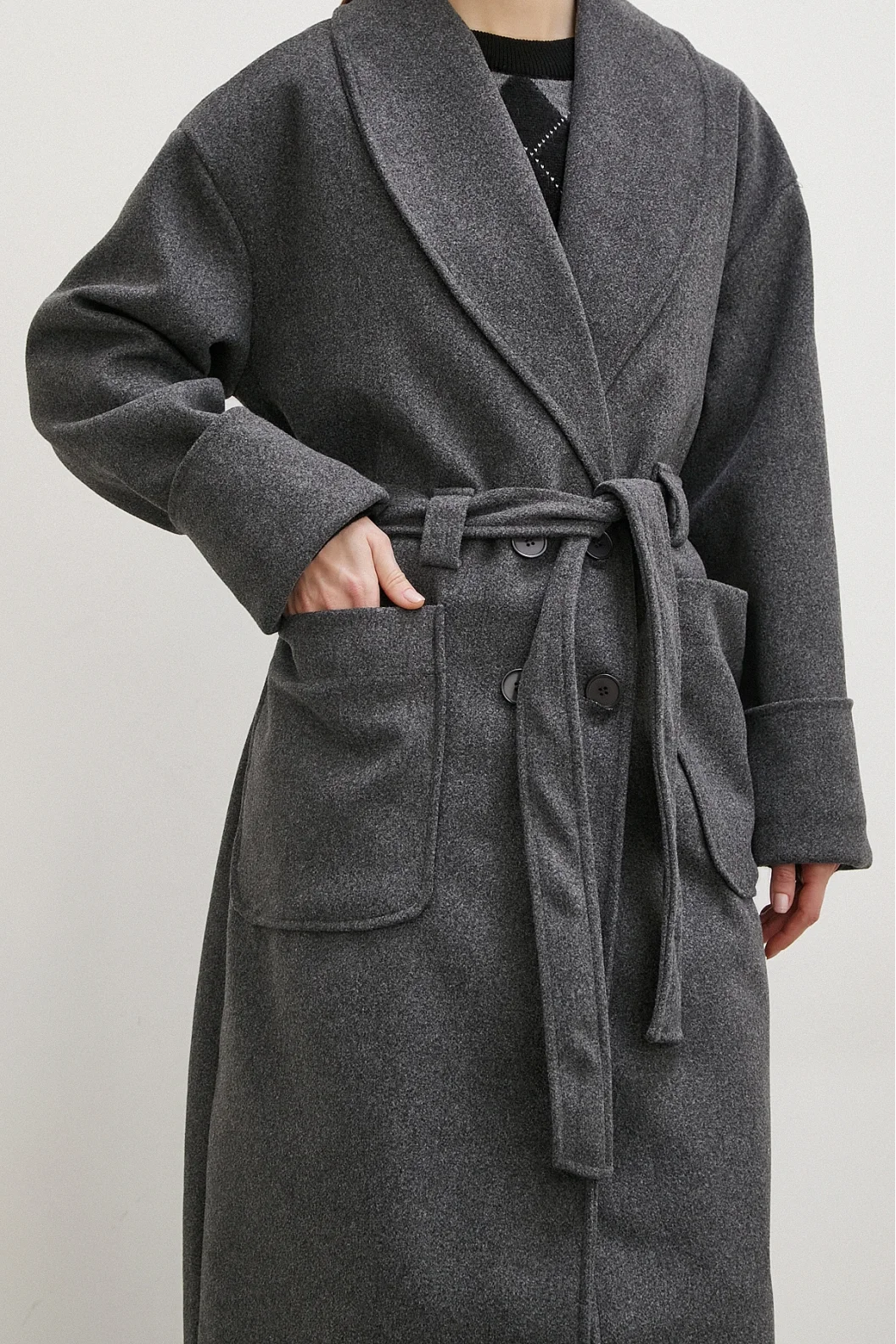 Belted Shawl Collar Coat Antiracist