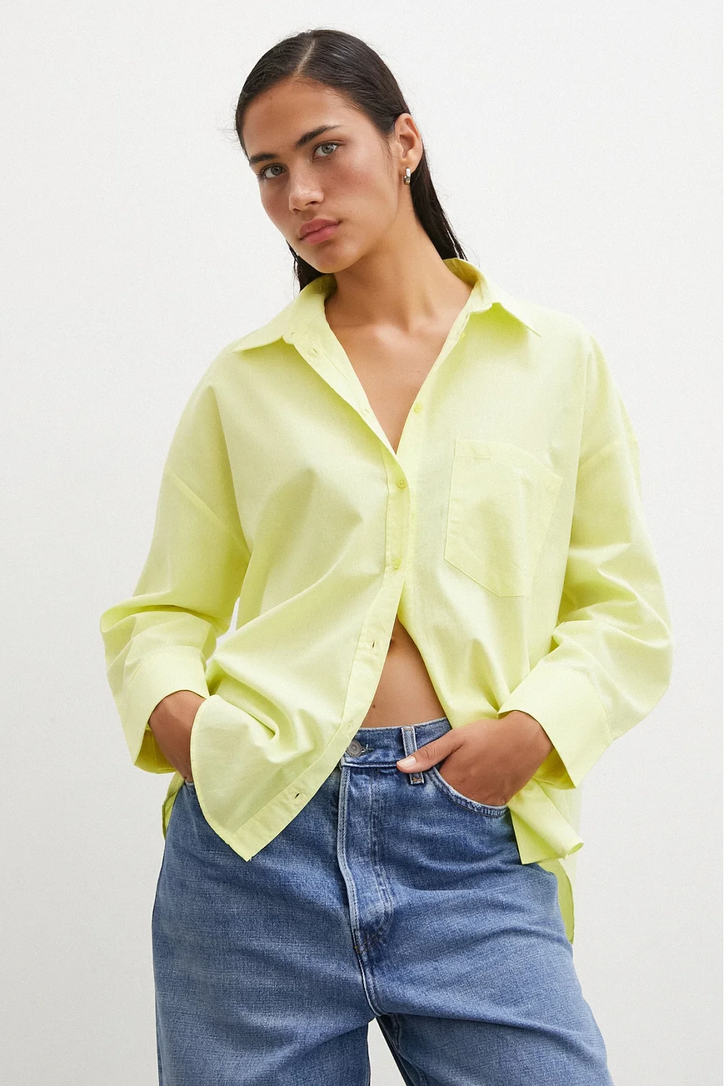 Regular Fit Poplin Hemd Gelb