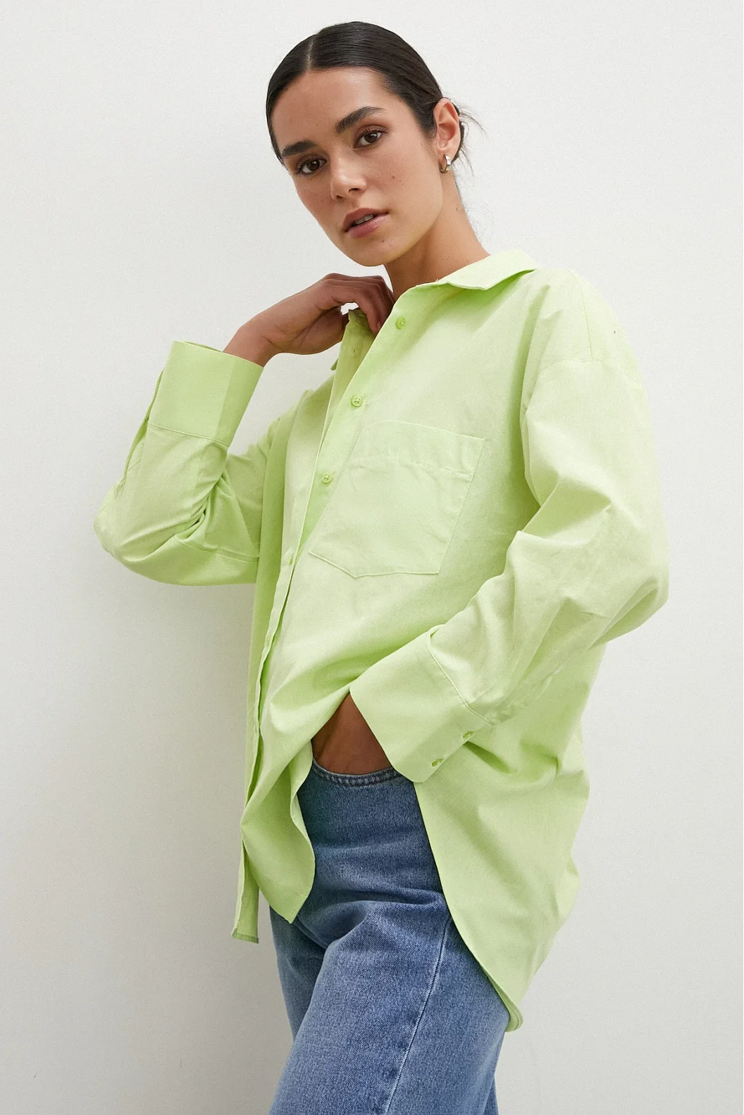 Regular Fit Poplin Shirt Green