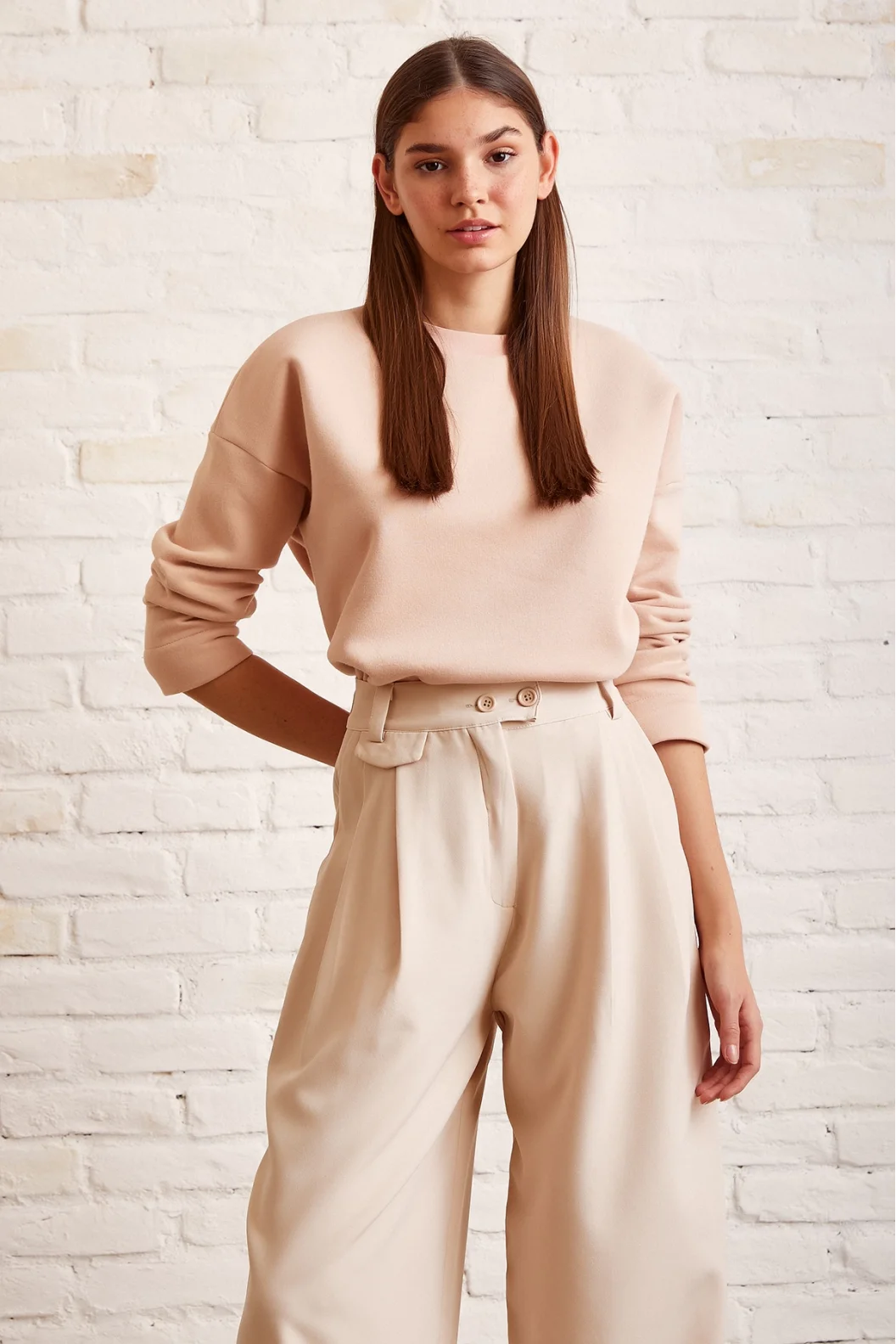 Fahrradkragen Oversize Sweatshirt Lachs