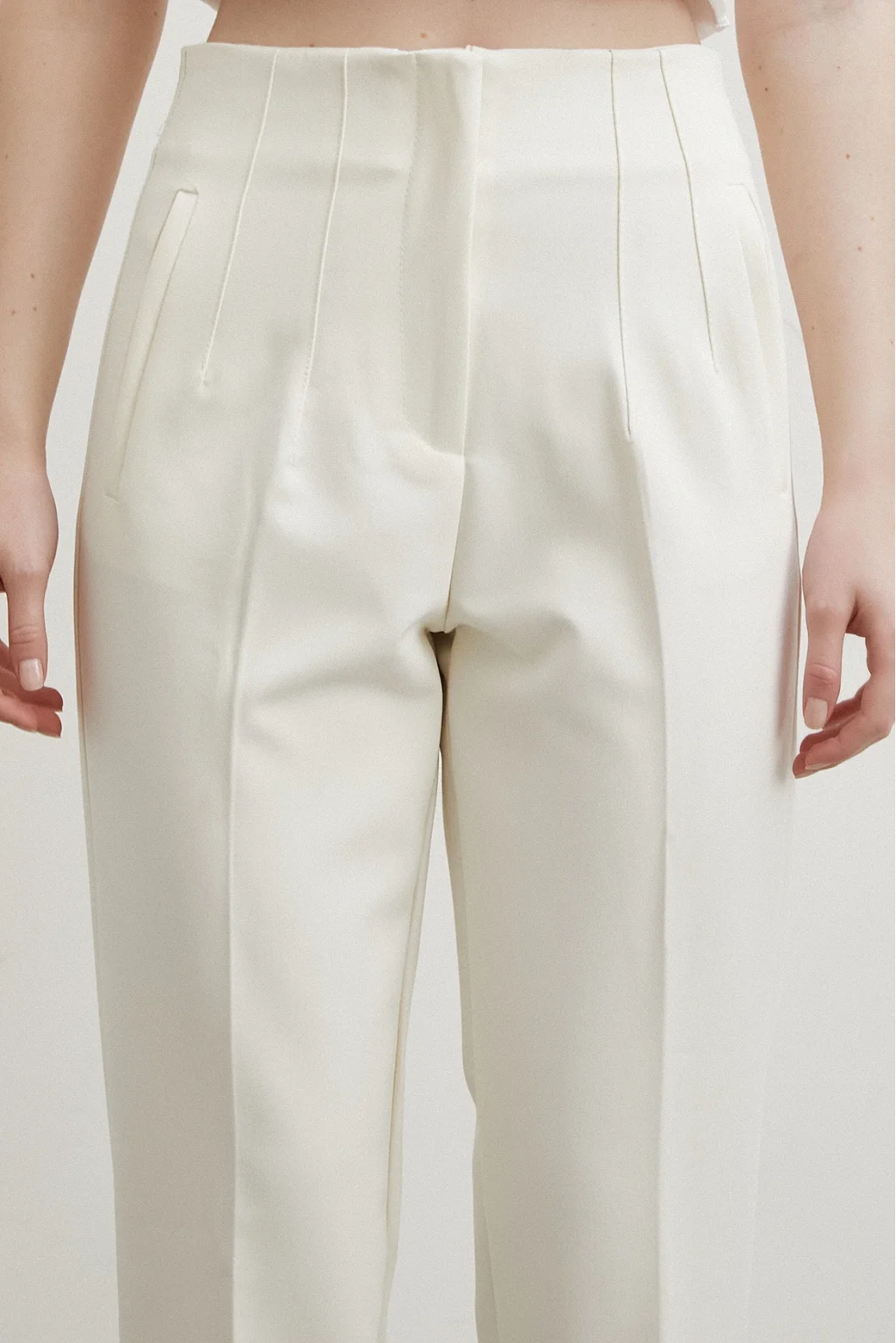 Skinny Stoffhose Ecru