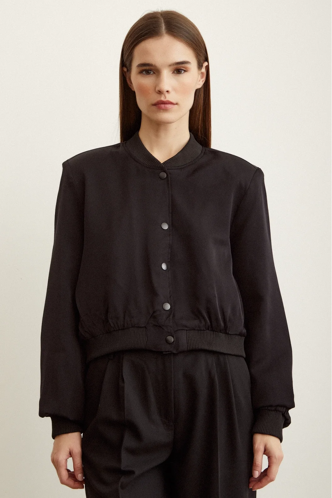Gefütterte Rippjacke Schwarz
