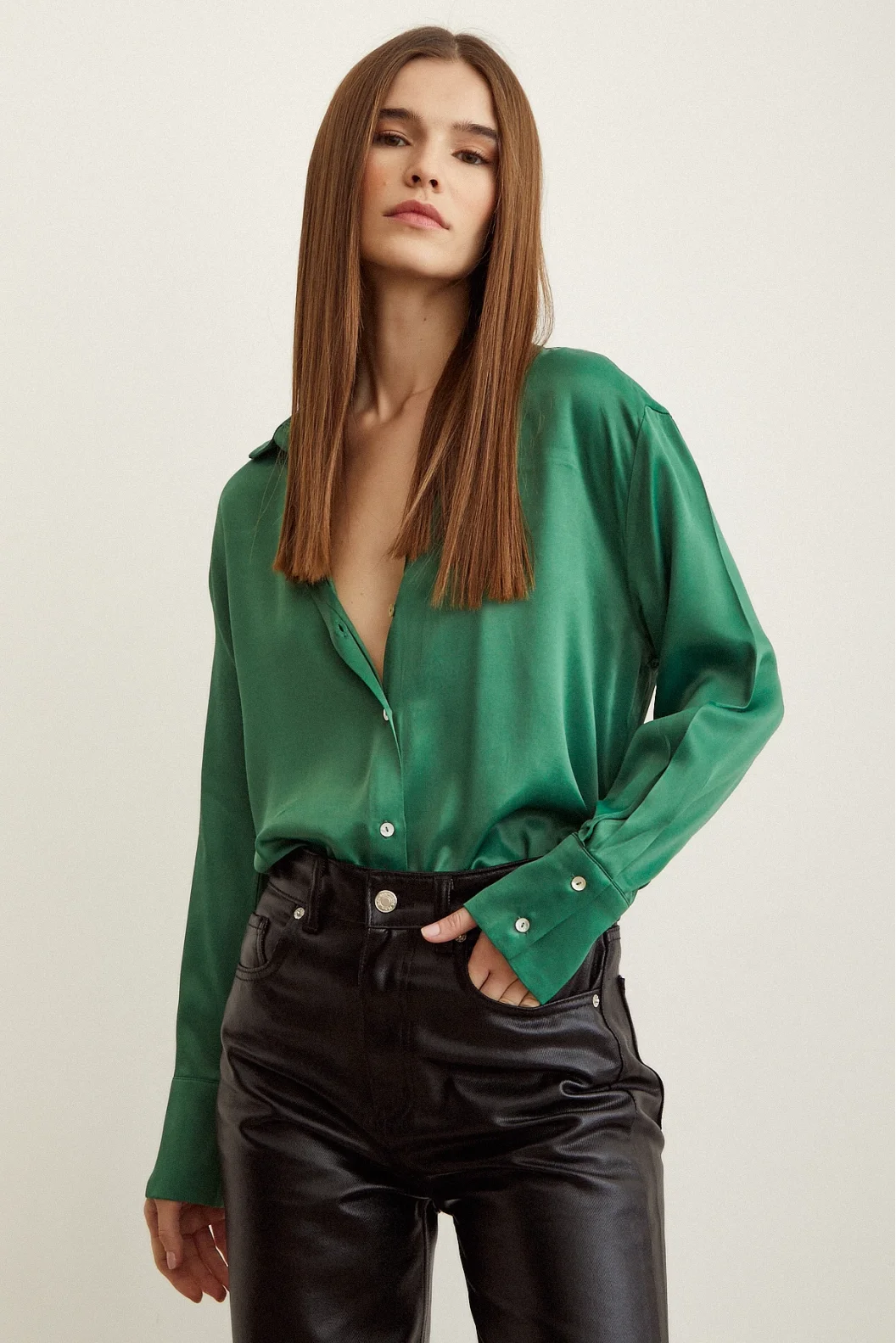 Satin Blouse Benetton Green
