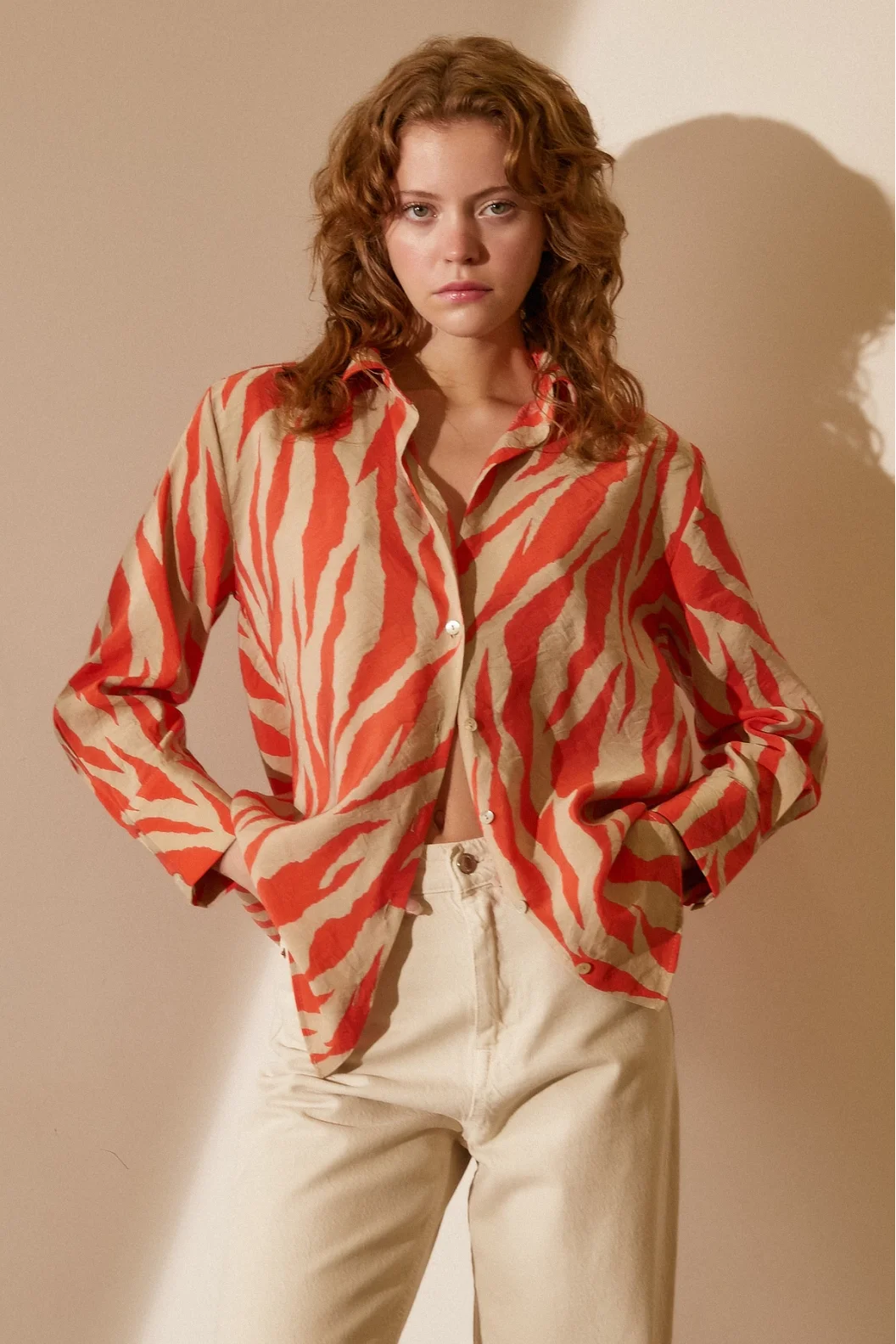 Zebra-Muster Modalbluse Zebra-Muster Orange