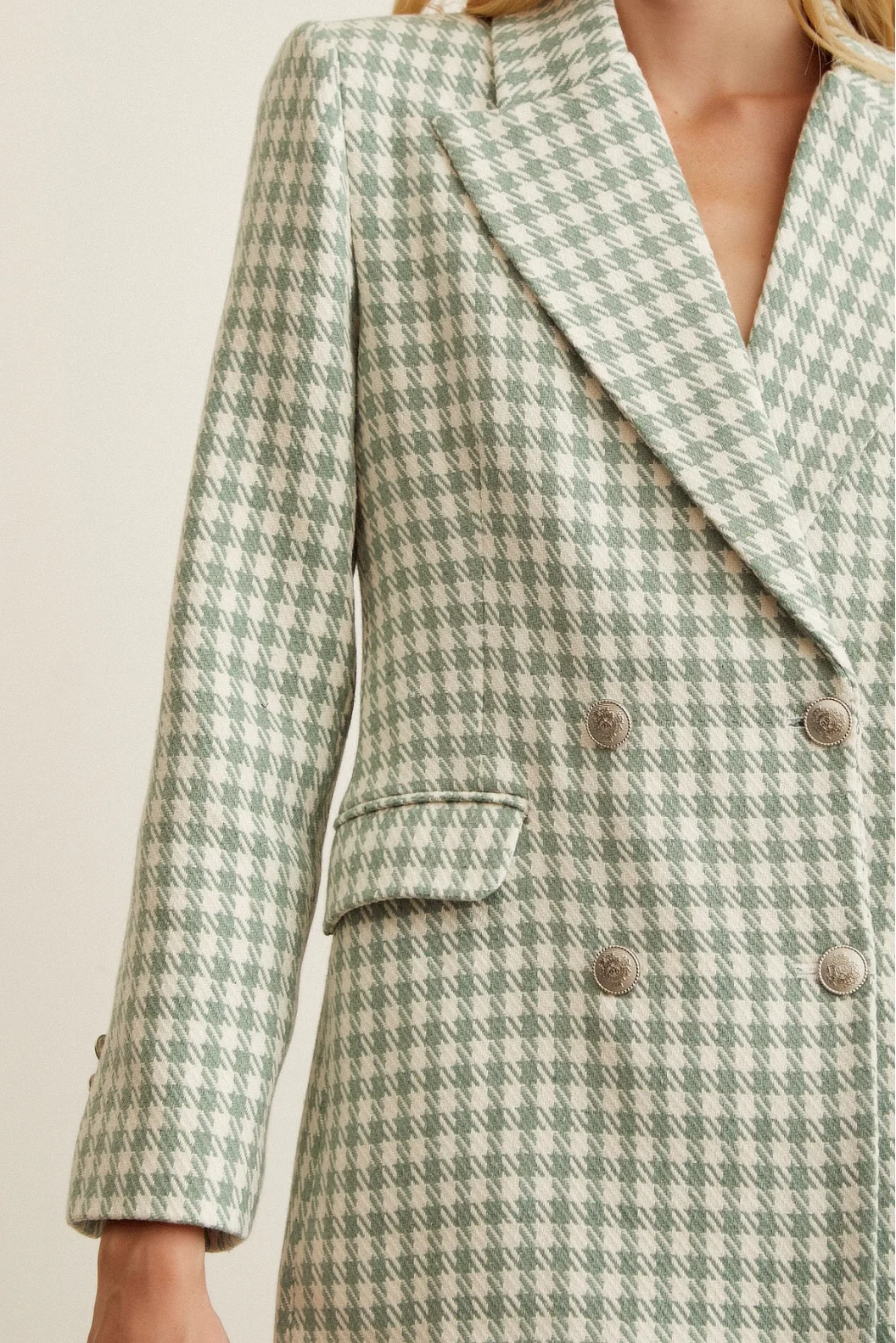 Herringbone Blazer Jacket Mint