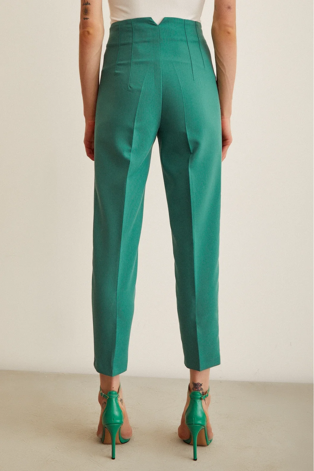 Skinny Stoffhose Grün